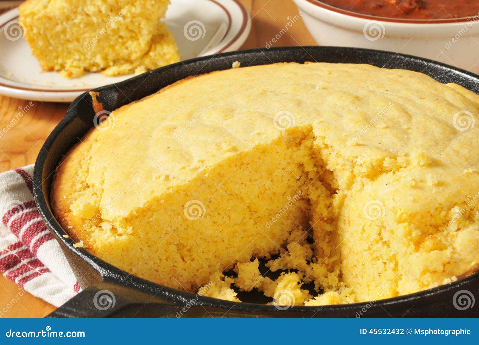 Cornbread and chili stock photo. Image of skillet, product 45532432