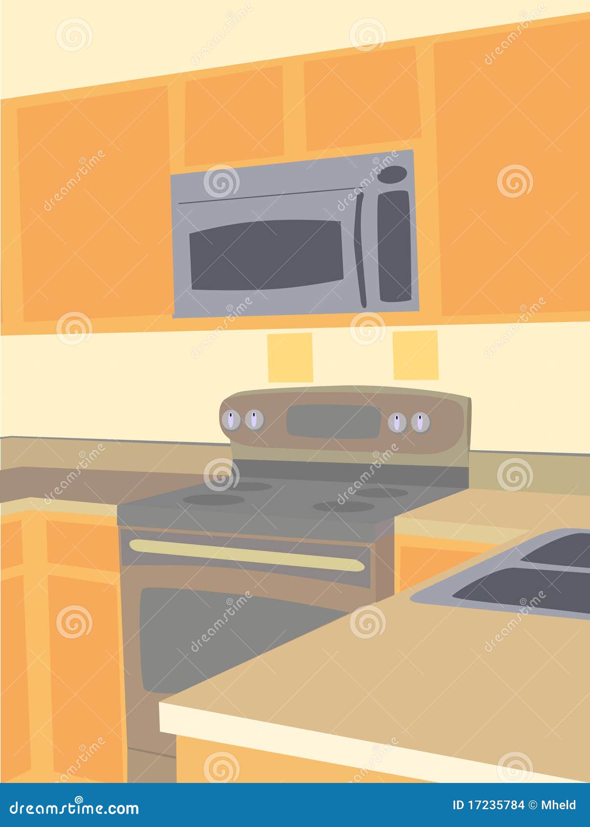 Corner Angled Empty Kitchen Microwave Oven Stock Vector Illustration