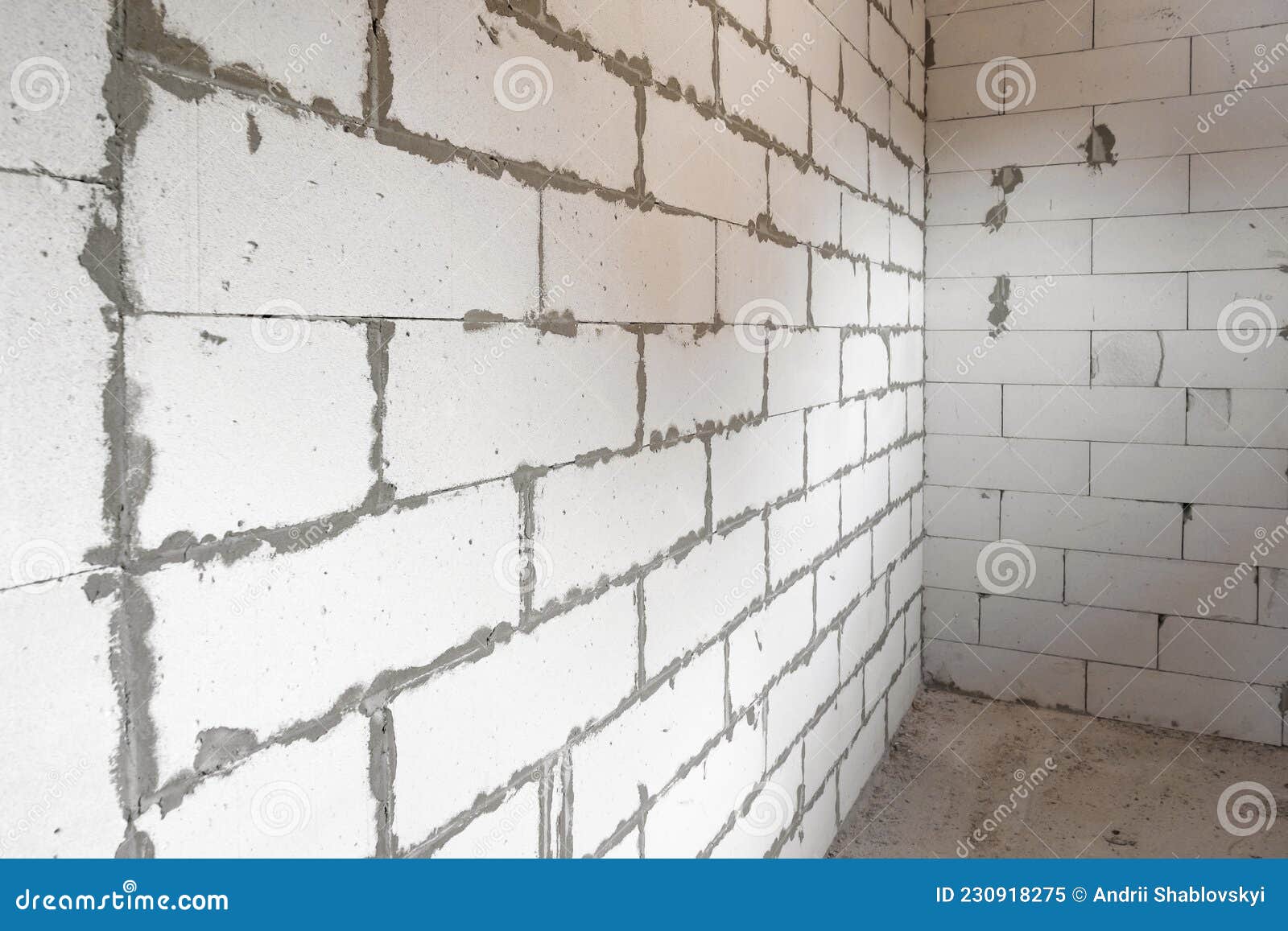 Corner of a Brick White Wall at a Construction Site Stock Image Image