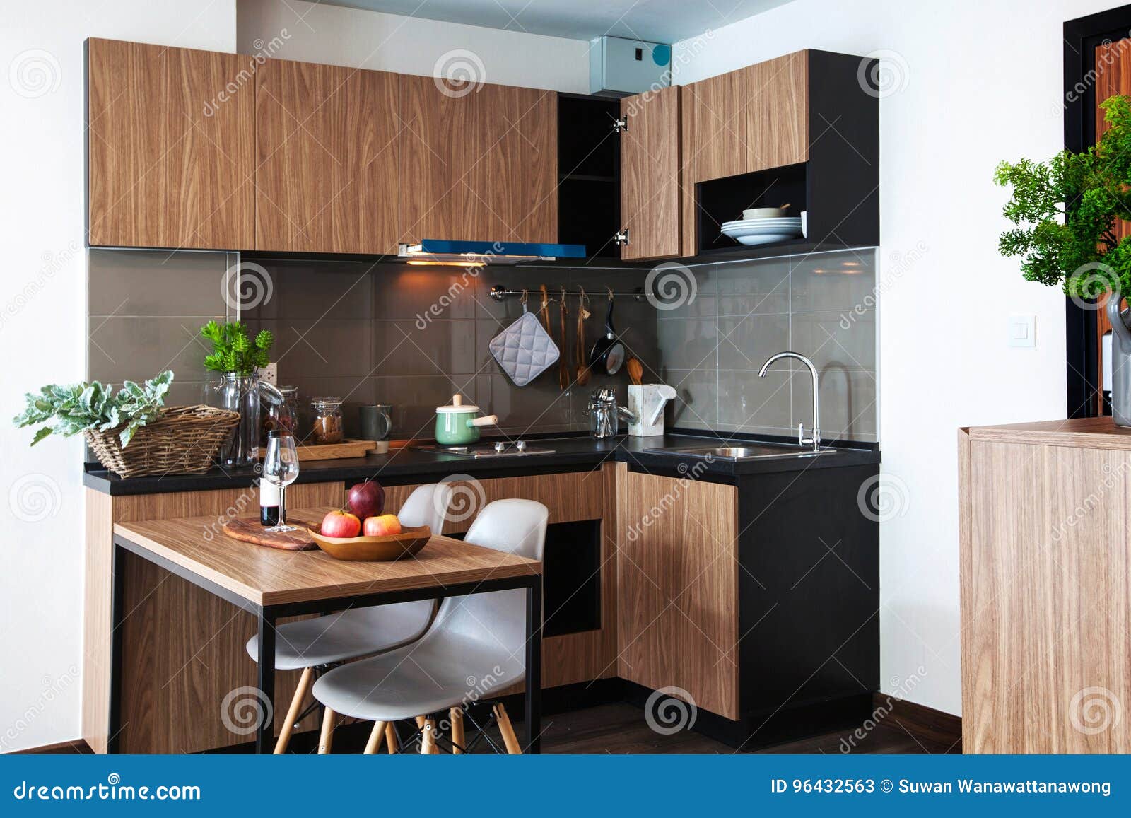 Corner Kitchen With Dining Table In Room Condominium Stock Image Image Of Interior