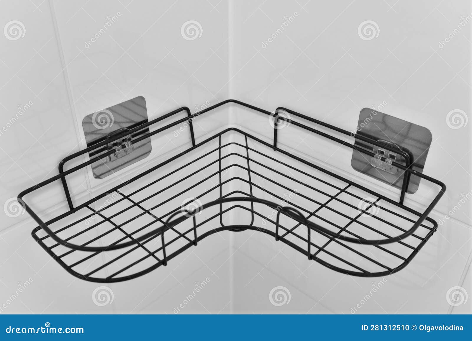 The Corner Metal Shelf in the Bathroom Stock Photo - Image of ...