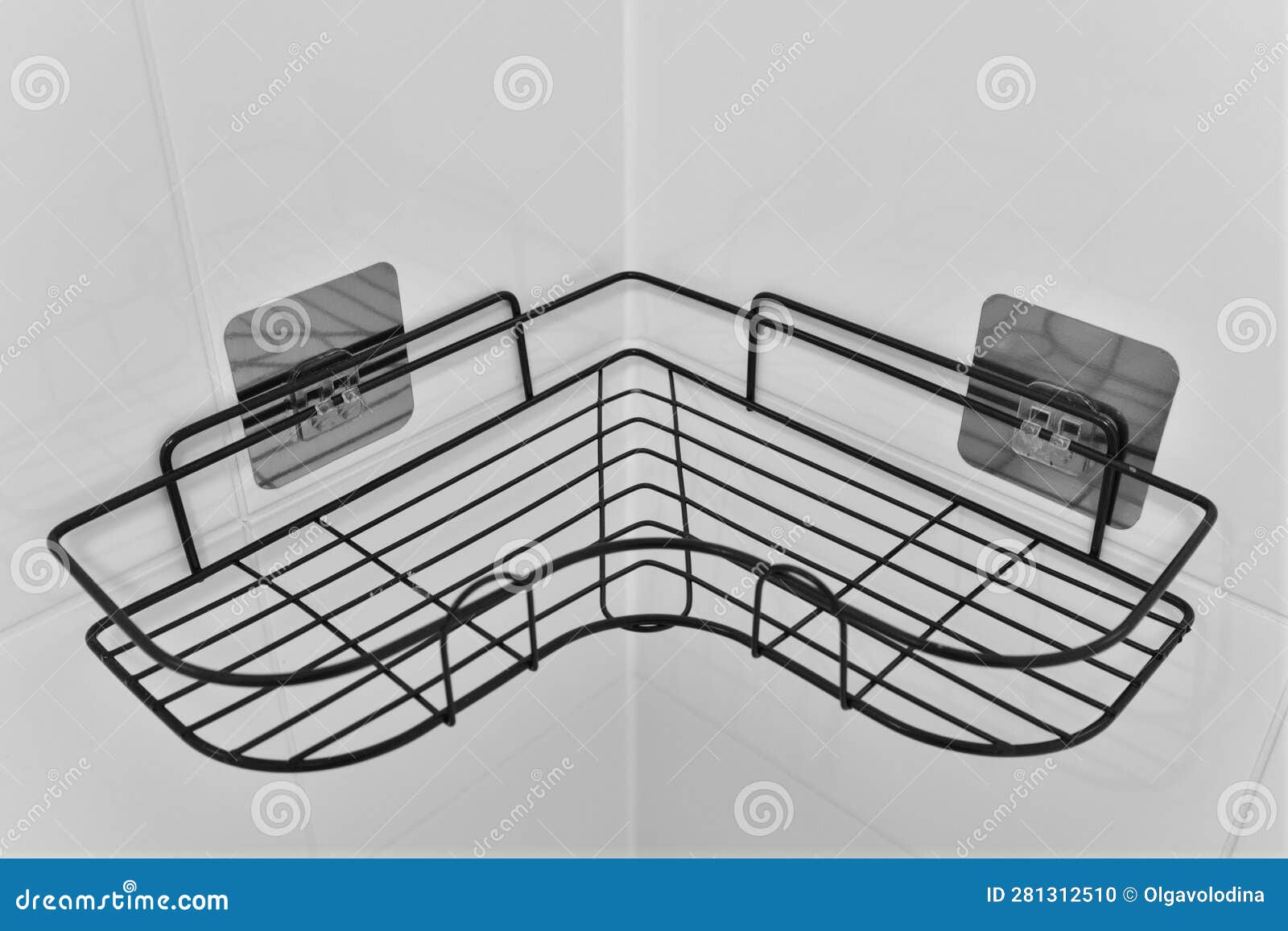 The Corner Metal Shelf in the Bathroom Stock Photo Image of