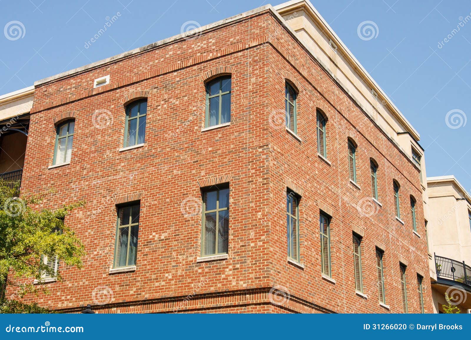 Corner of Old Brick Building with Windows Stock Photo Image of