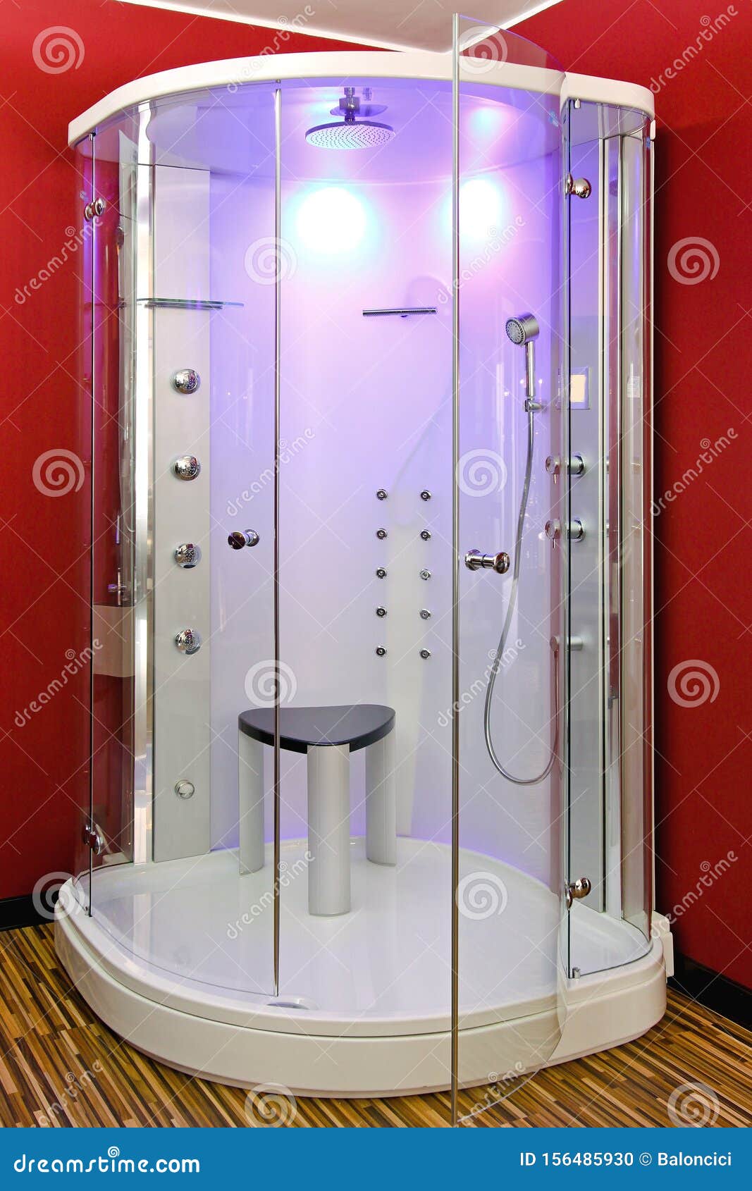 Corner Shower stock photo. Image of clean, contemporary 156485930