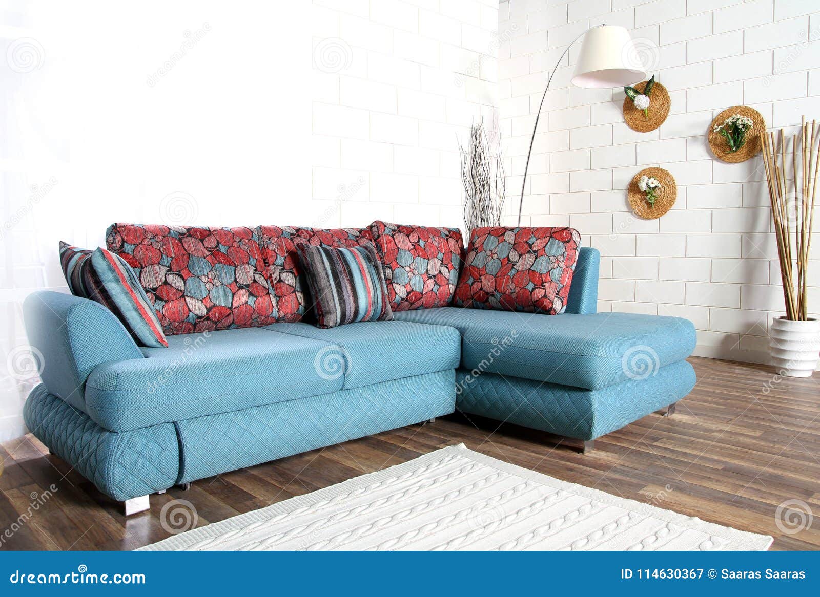 Corner sofa for home stock image. Image of cushion, living 114630367
