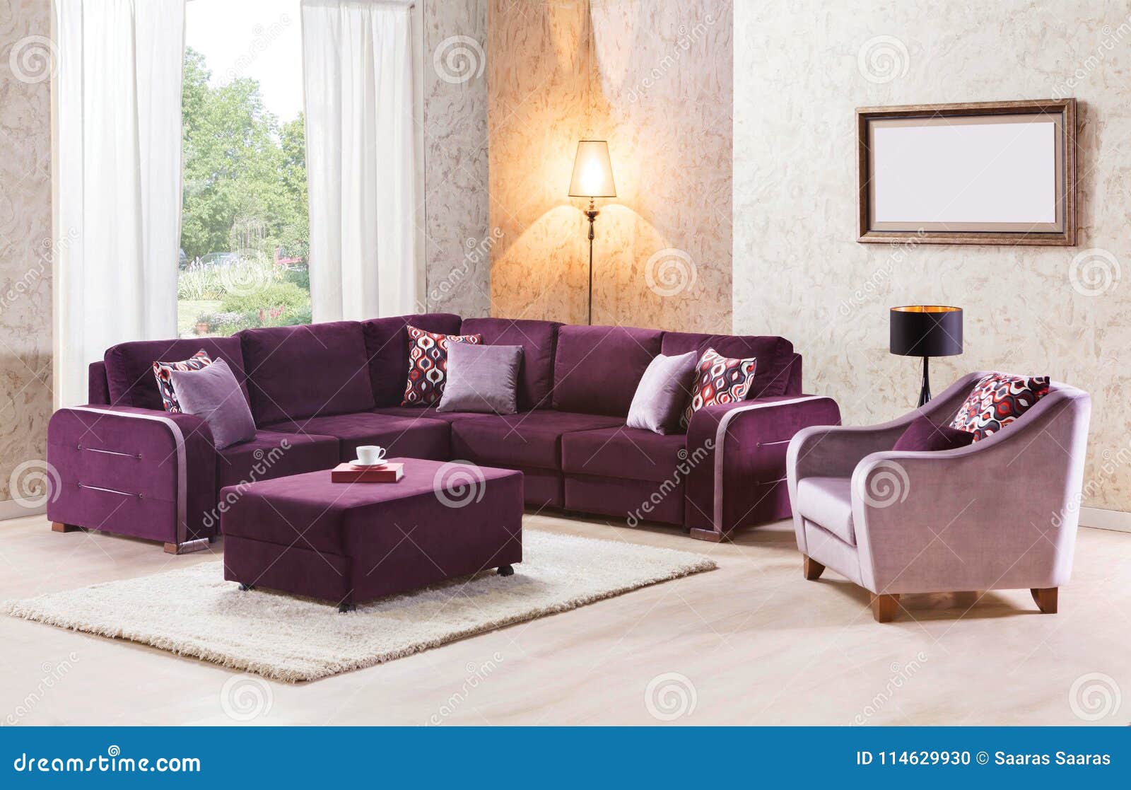 Corner sofa set for home stock photo. Image of comfortable 114629930
