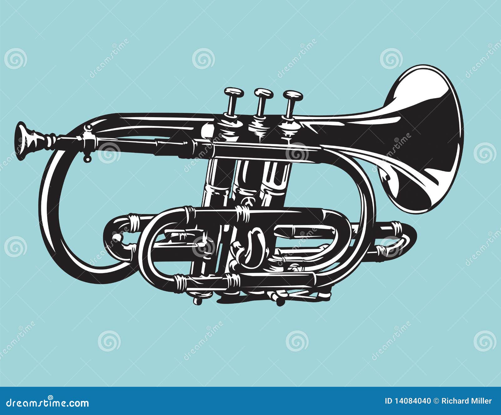 Cornet stock vector. Illustration of drawing, trumpet - 14084040