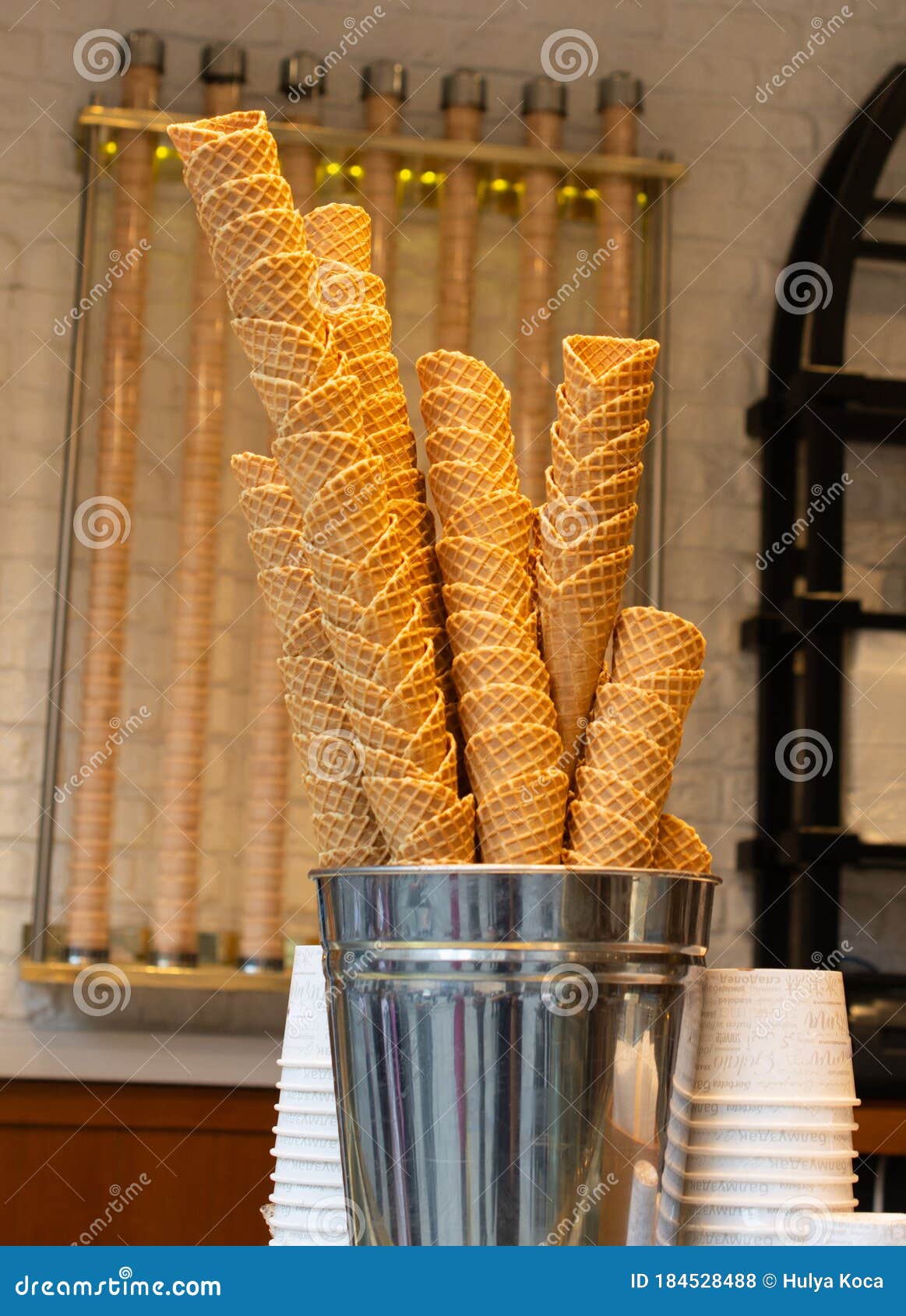 De Glace Vides En Vue Waffle Photo stock Image du délicieux