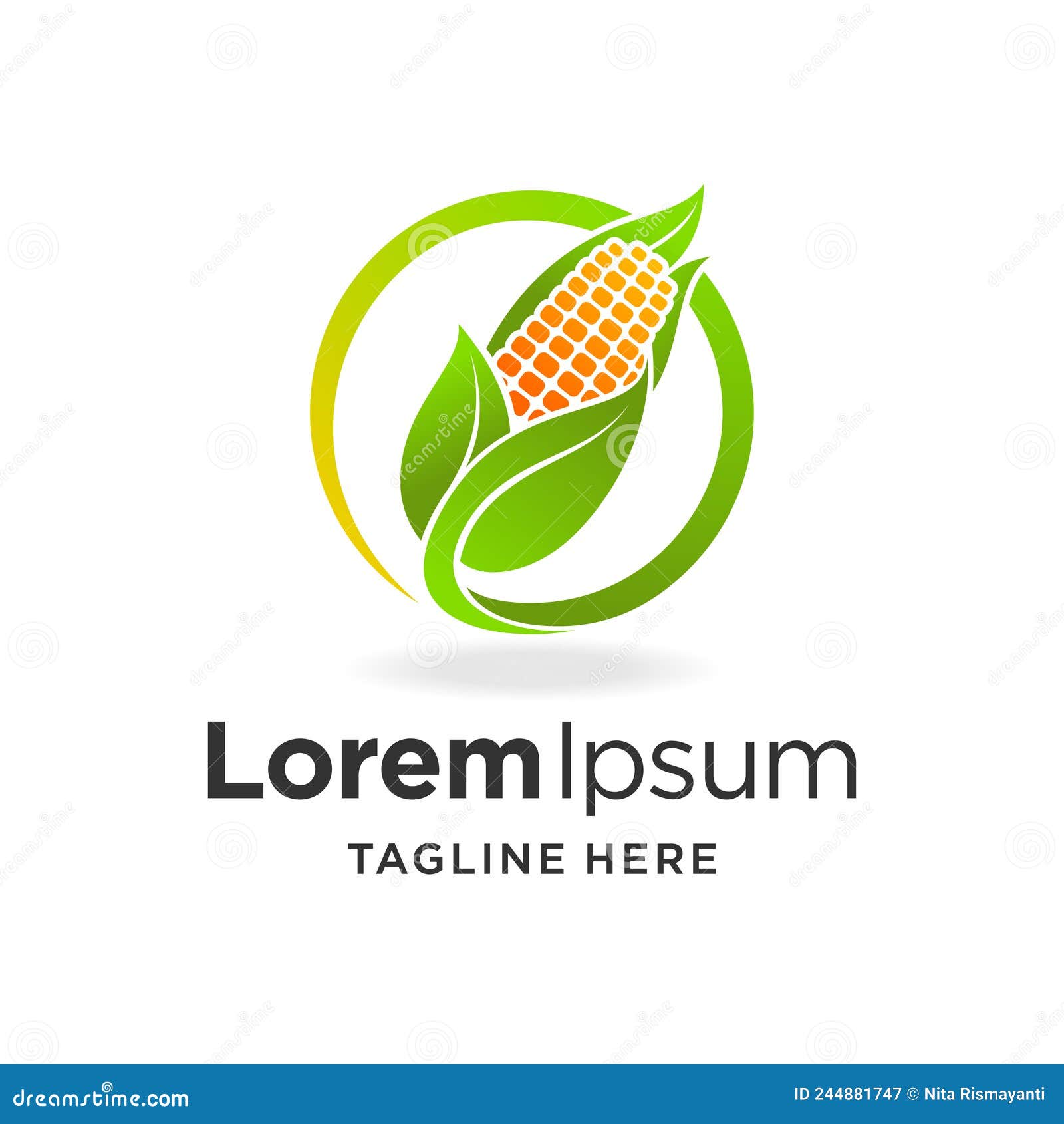 Cornfield Logo with Circle Concept Stock Vector Illustration of natural, farming 244881747