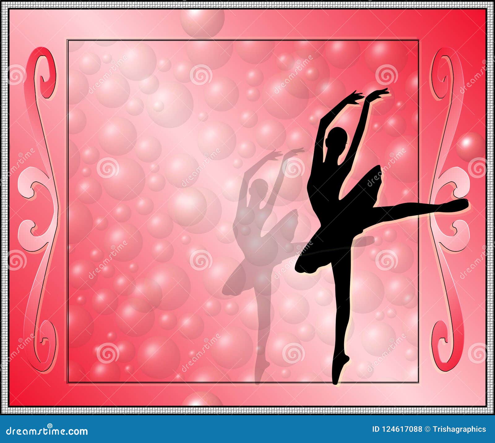 cornice con sfondo rosso con ballerina