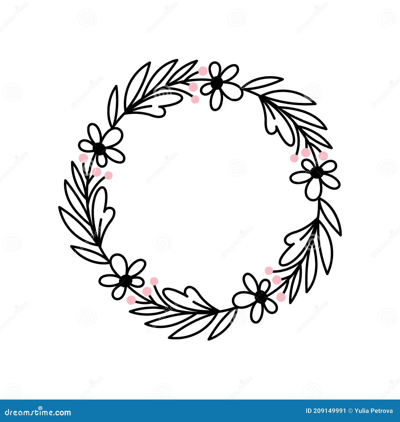 Cornice rotonda con fiori illustrazione vettoriale. Illustrazione di  floreale - 209149991