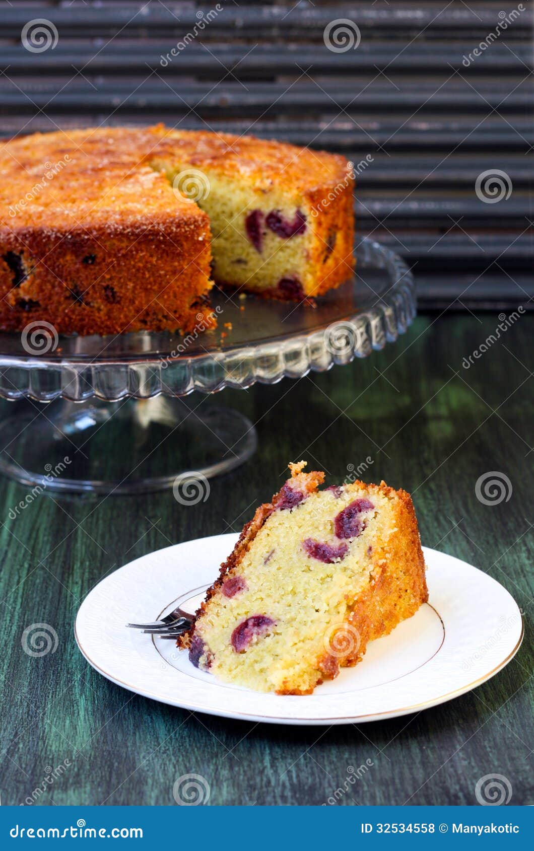 Cornmeal, Almond Cherry Cake Stock Photo Image of almond, sweet 32534558