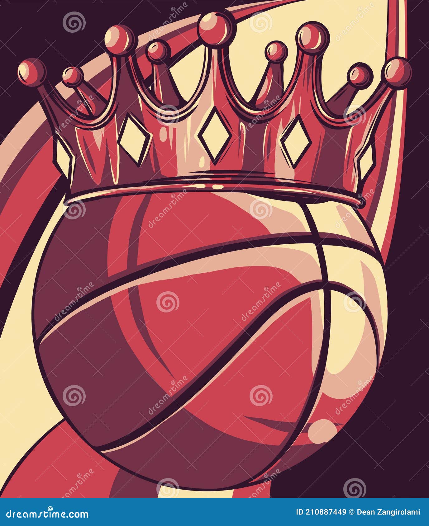 Corona De Rey De Balón De Baloncesto. Diseño De Ilustración Vectorial Stock  de ilustración - Ilustración de mejor, cesta: 210887449