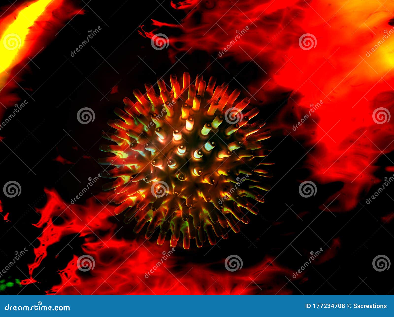corona virus in digital color background stock image