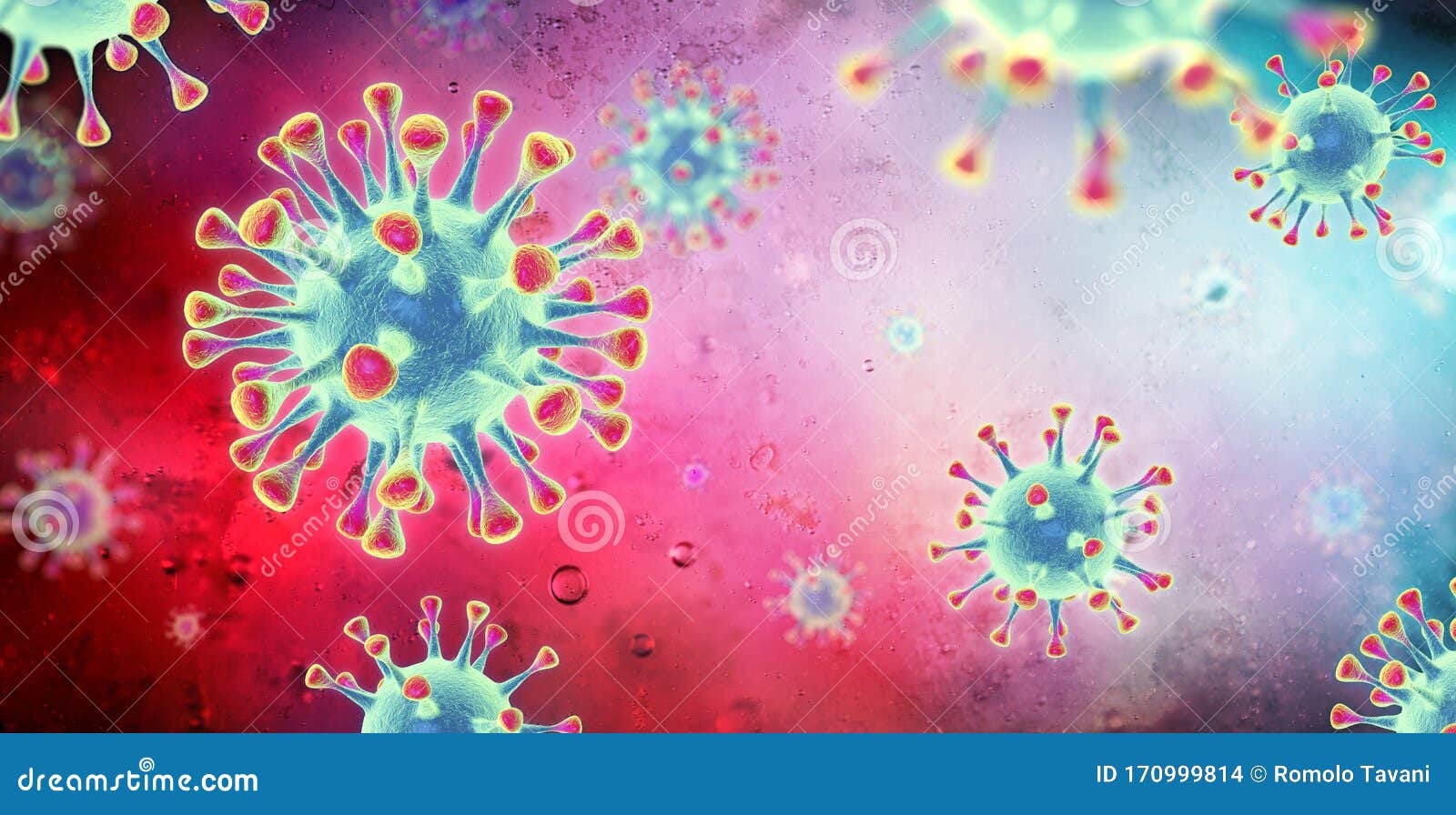 corona virus microbiology 3d-rendering