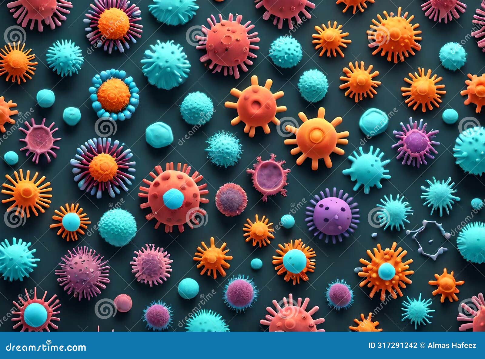 corona virus microorganisms in intricate 3d rendering