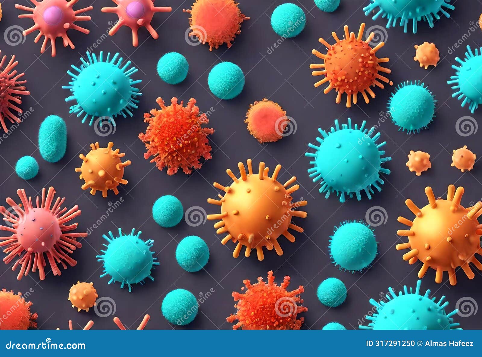 corona virus microorganisms in intricate 3d rendering