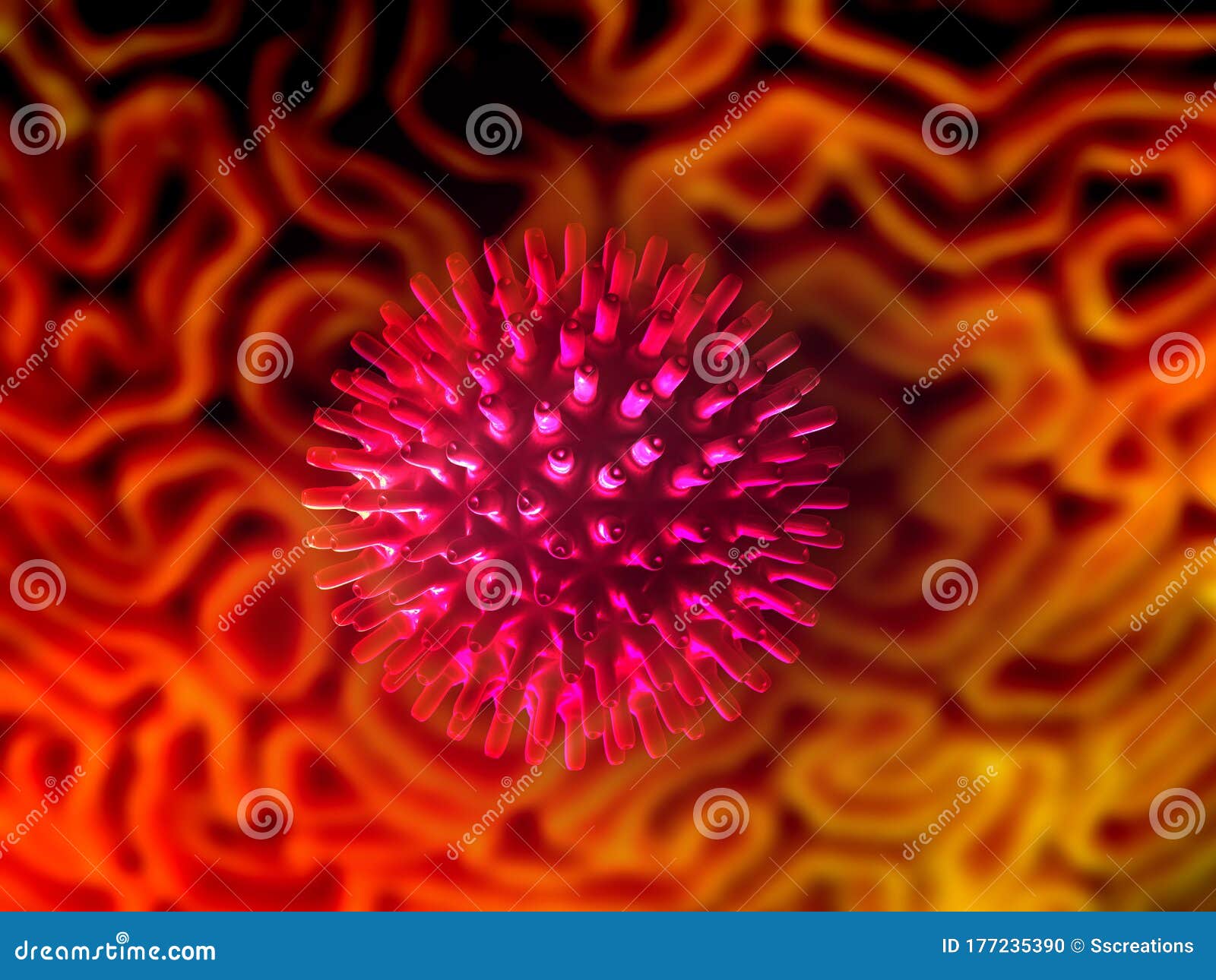 corona virus in  digital gradiant color background stock image