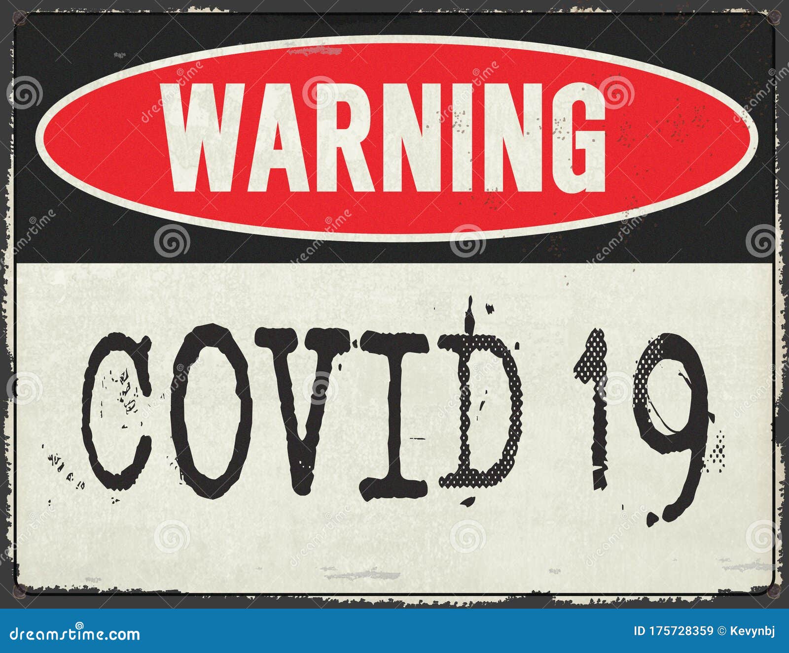 corona virus warning sign metal grunge rustic