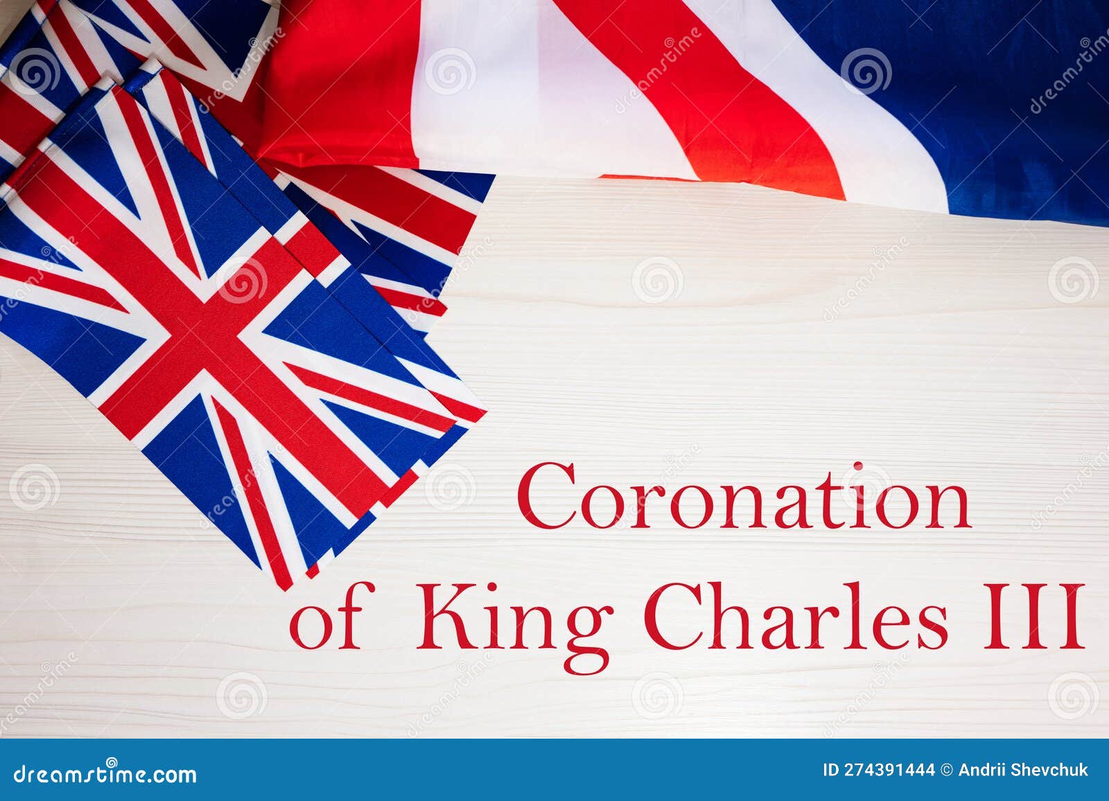 coronation of king charles iii. british holidays concept. holiday in united kingdom. great britain flag background