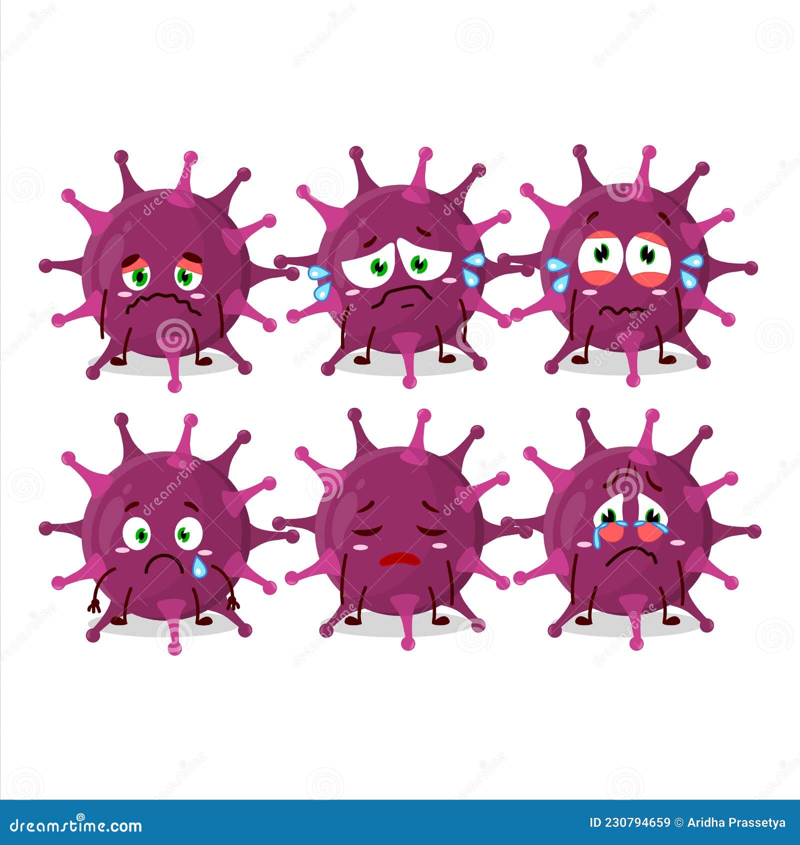 coronaviridae cartoon in character with sad expression