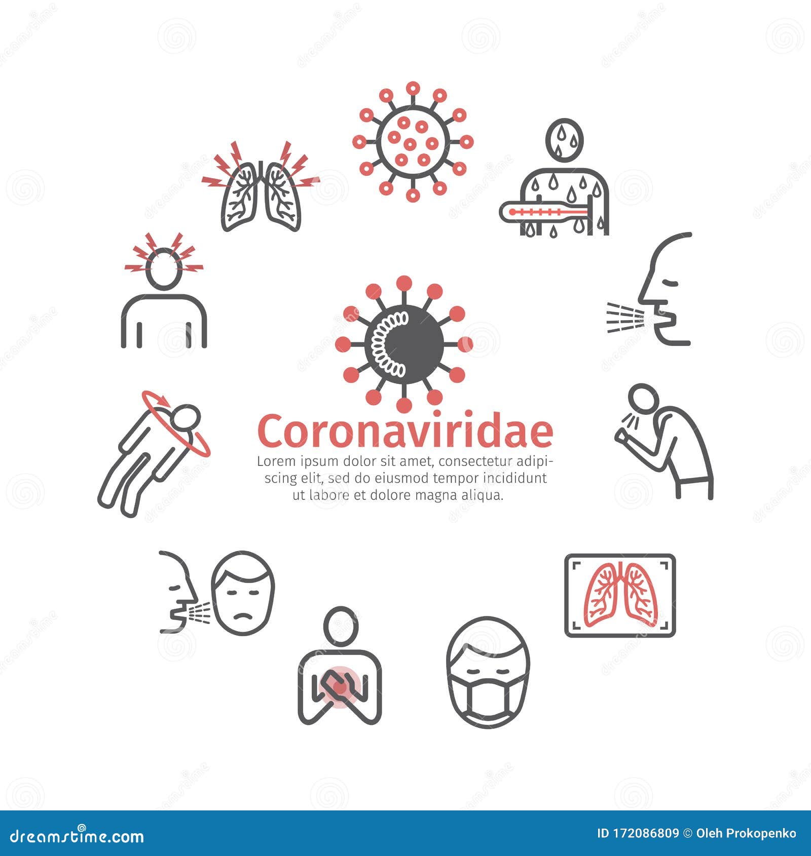 coronaviridae line icons. symptoms.  signs for web graphics