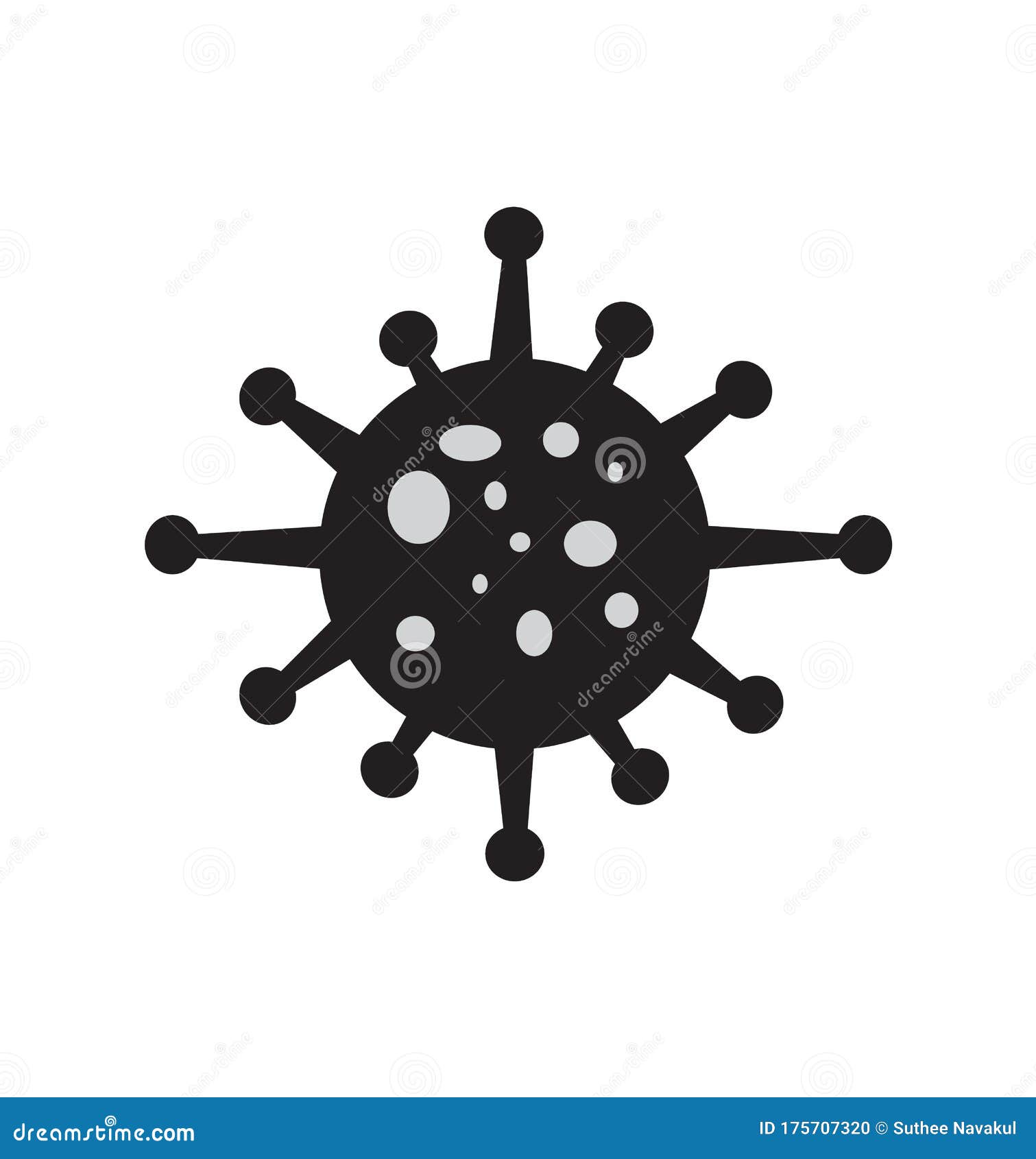 Coronavirus Bacteria Cell Icon on White Background. Dangerous ...