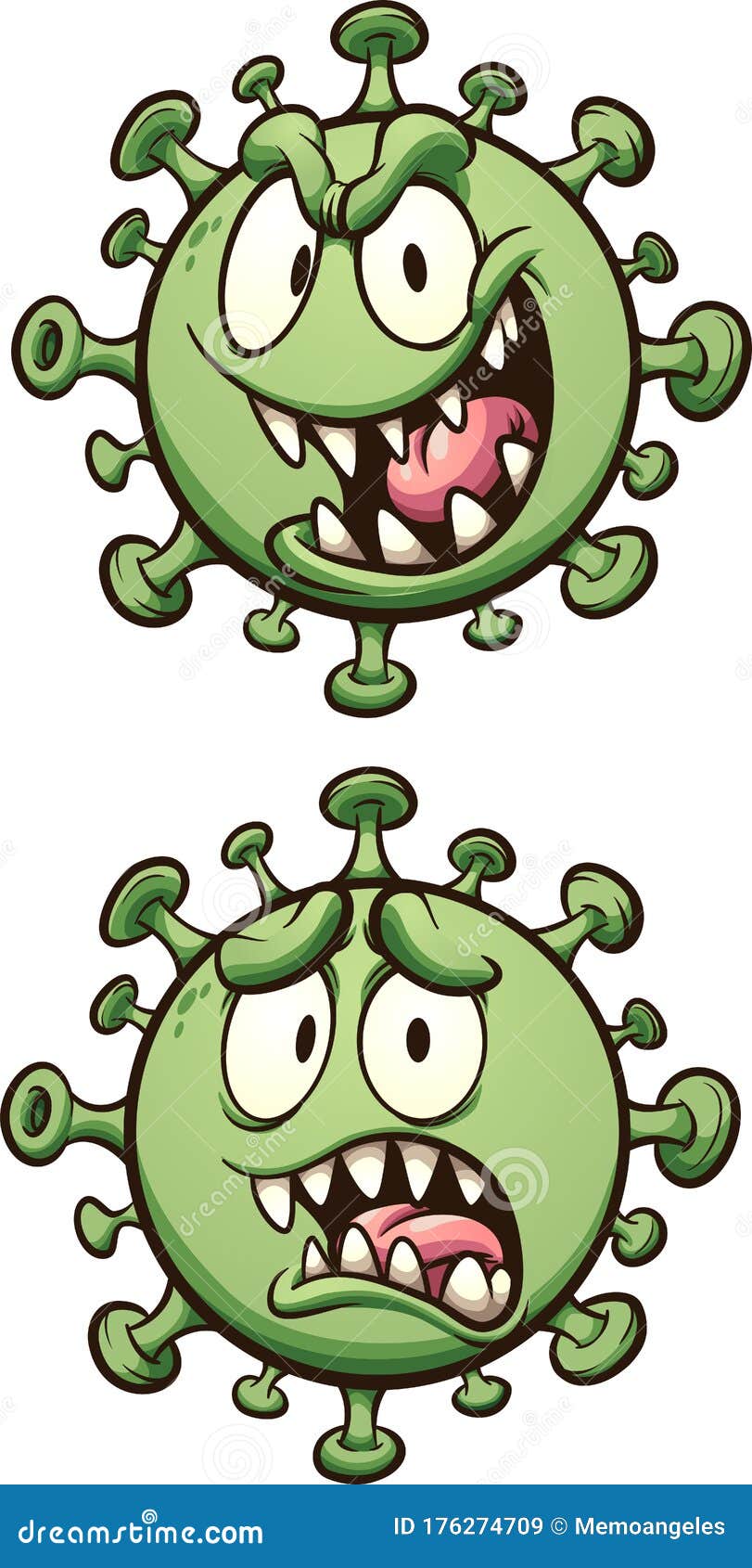 happy and sad corona virus character