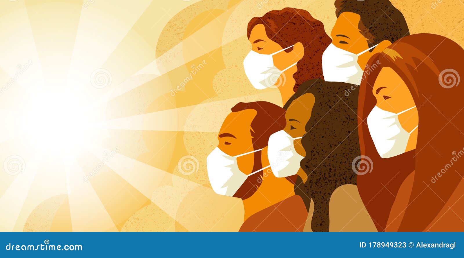 coronavirus covid-19 pandemia concept. group of people in medical mask.