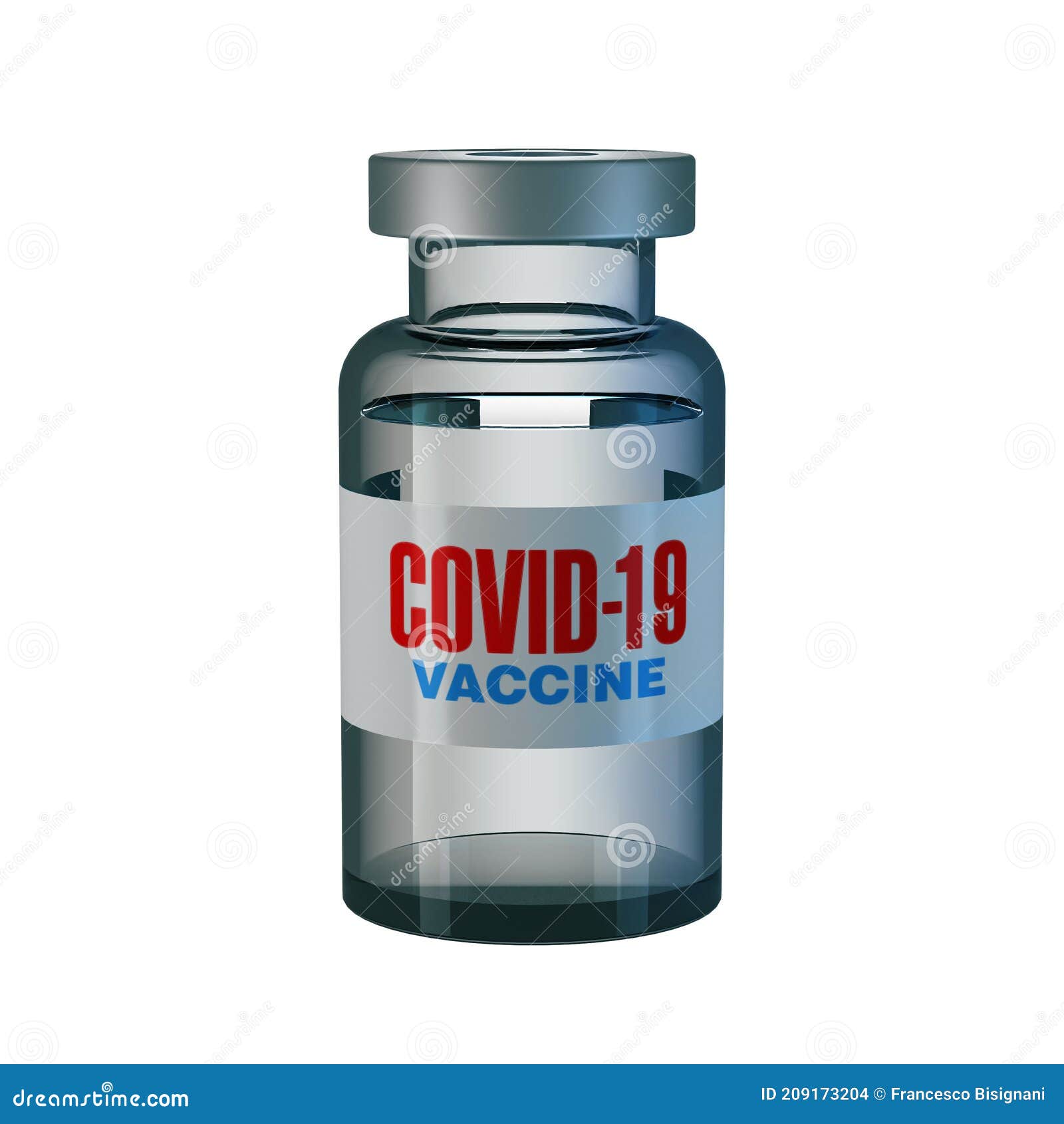 coronavirus covid-19 vaccine vial  on white background