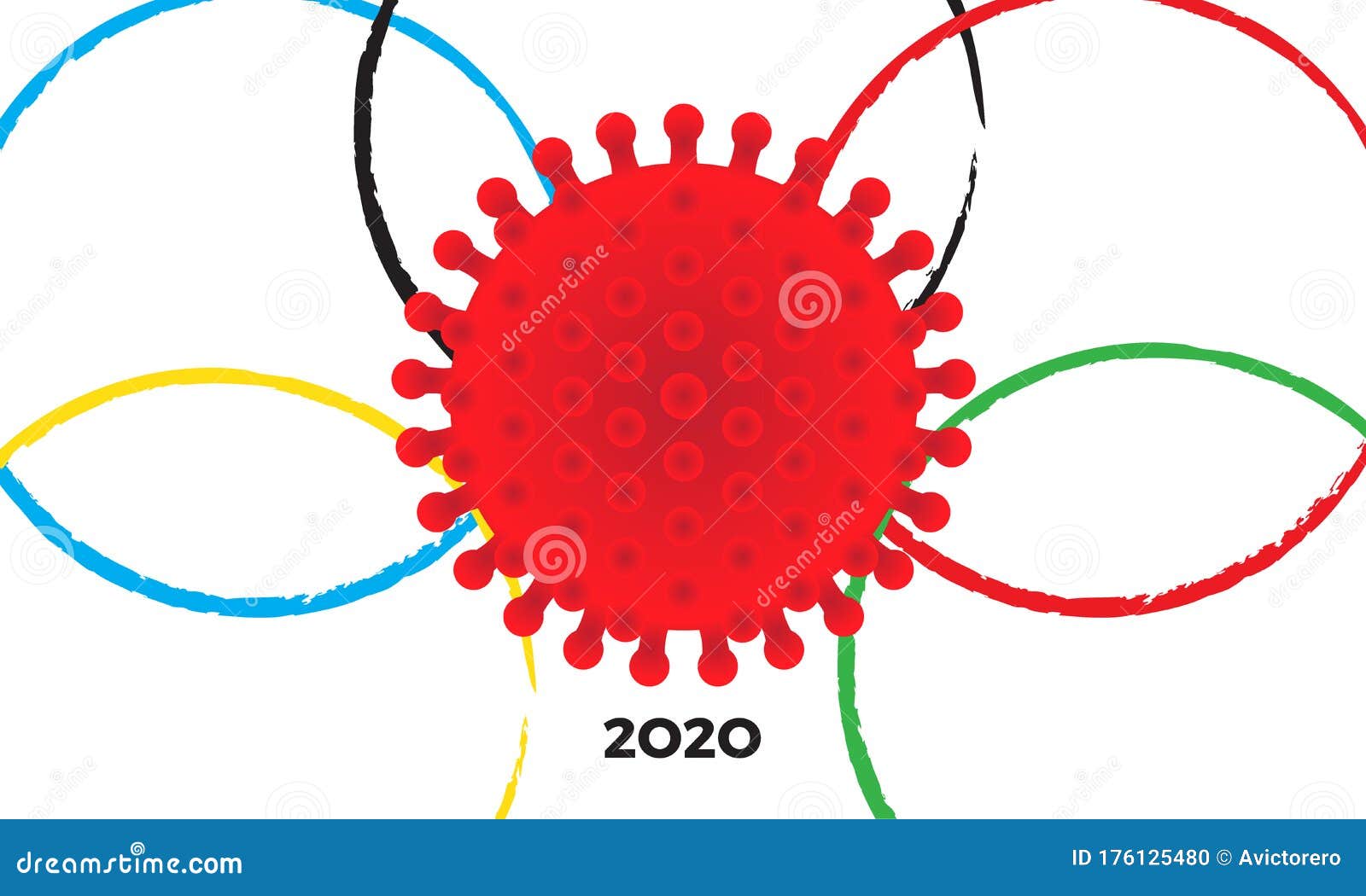Coronavirus Covid 19 Virus And Olympic Games Logo Stock Vector Illustration Of Care Microbiology 176125480