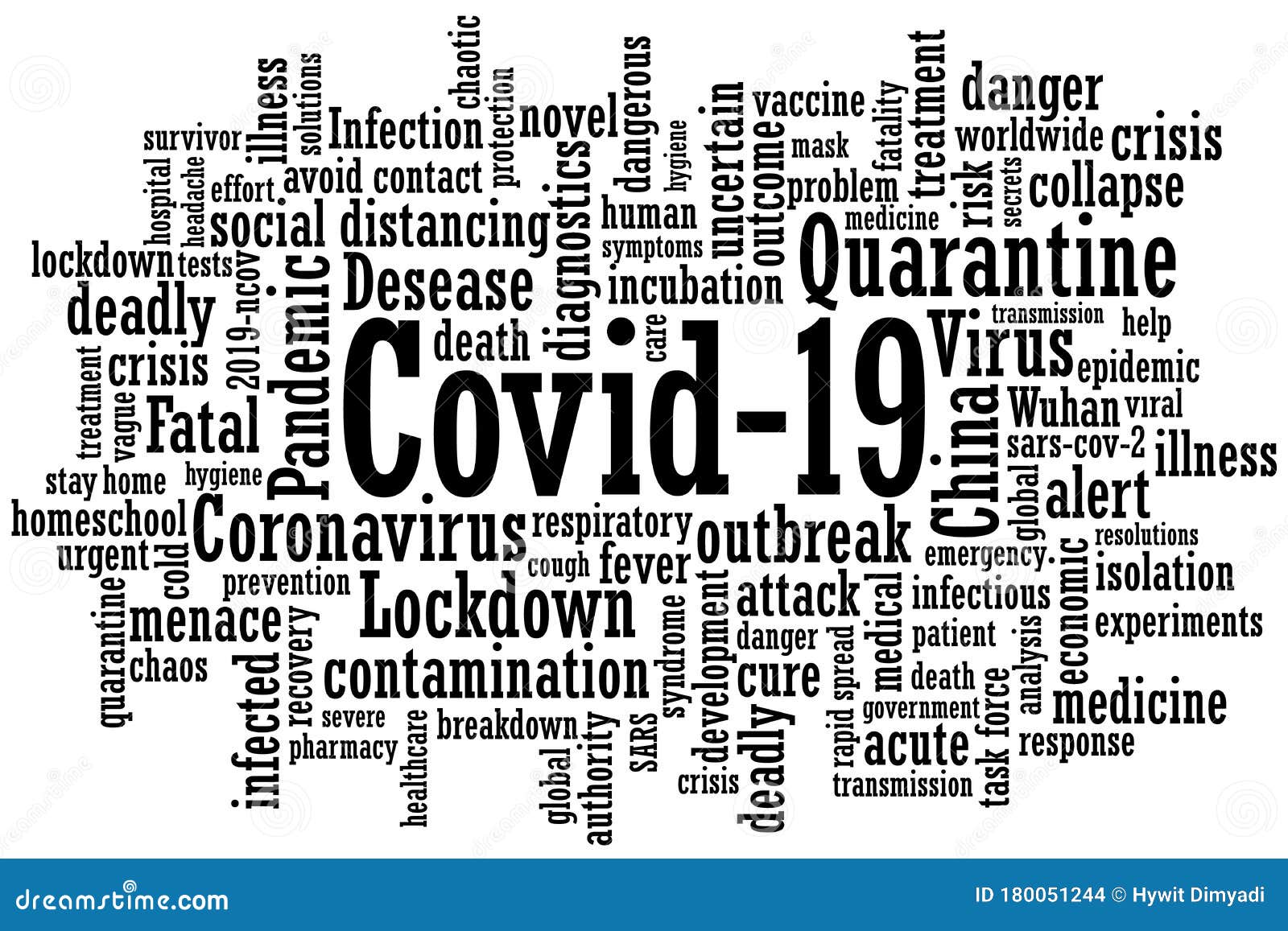Coronavirus covid-19 word cloud word tag background illustration. Coronavirus covid-19 word cloud word tag background in vector format