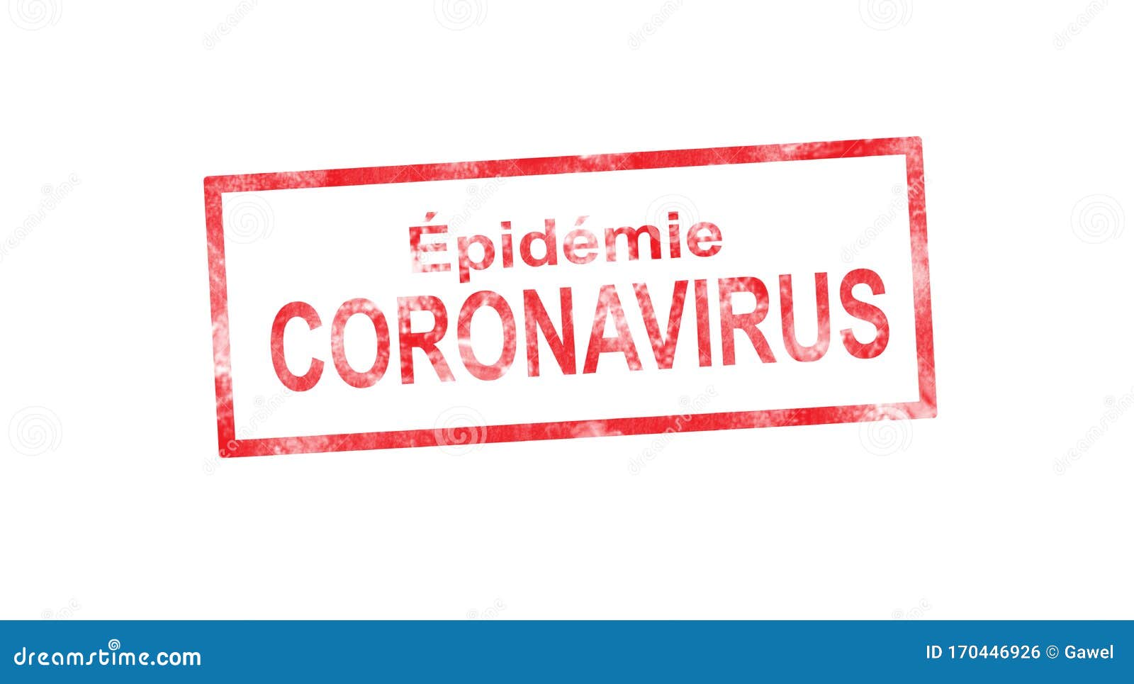 coronavirus epidemia in red stamp  and french translation