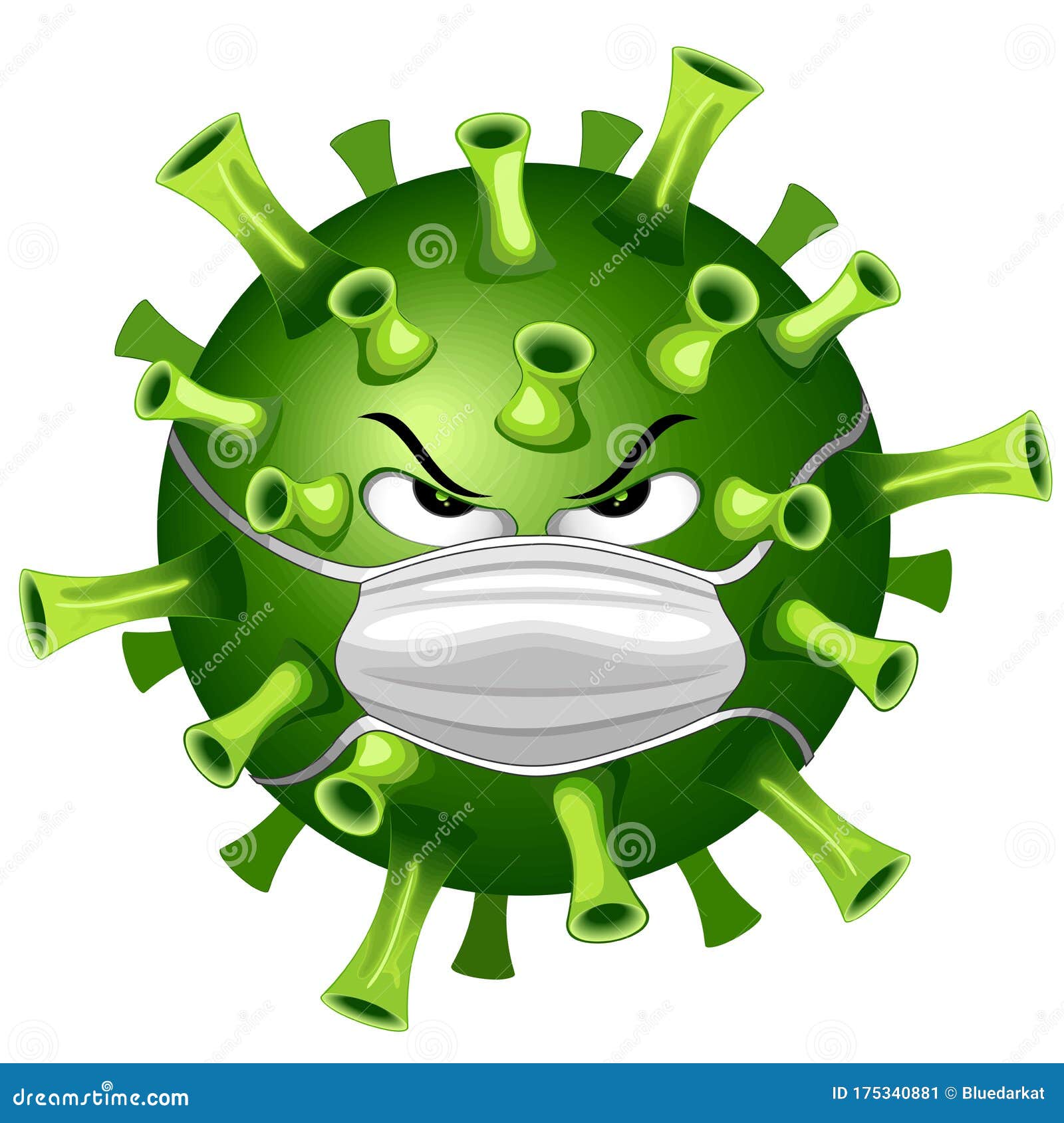 Coronavirus Evil Virus Cartoon Character With Face Mask ...