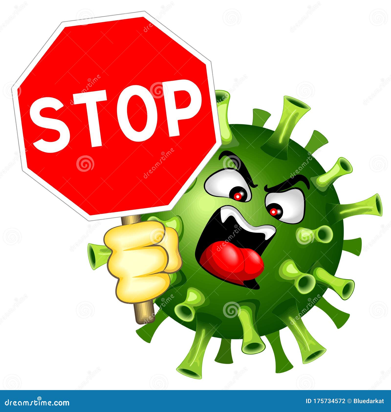 Coronavirus Evil Virus Cartoon Character with Forbidden Stop Sign Vector  Illustration Isolated on White. Stock Vector - Illustration of epidemic,  infection: 175734572