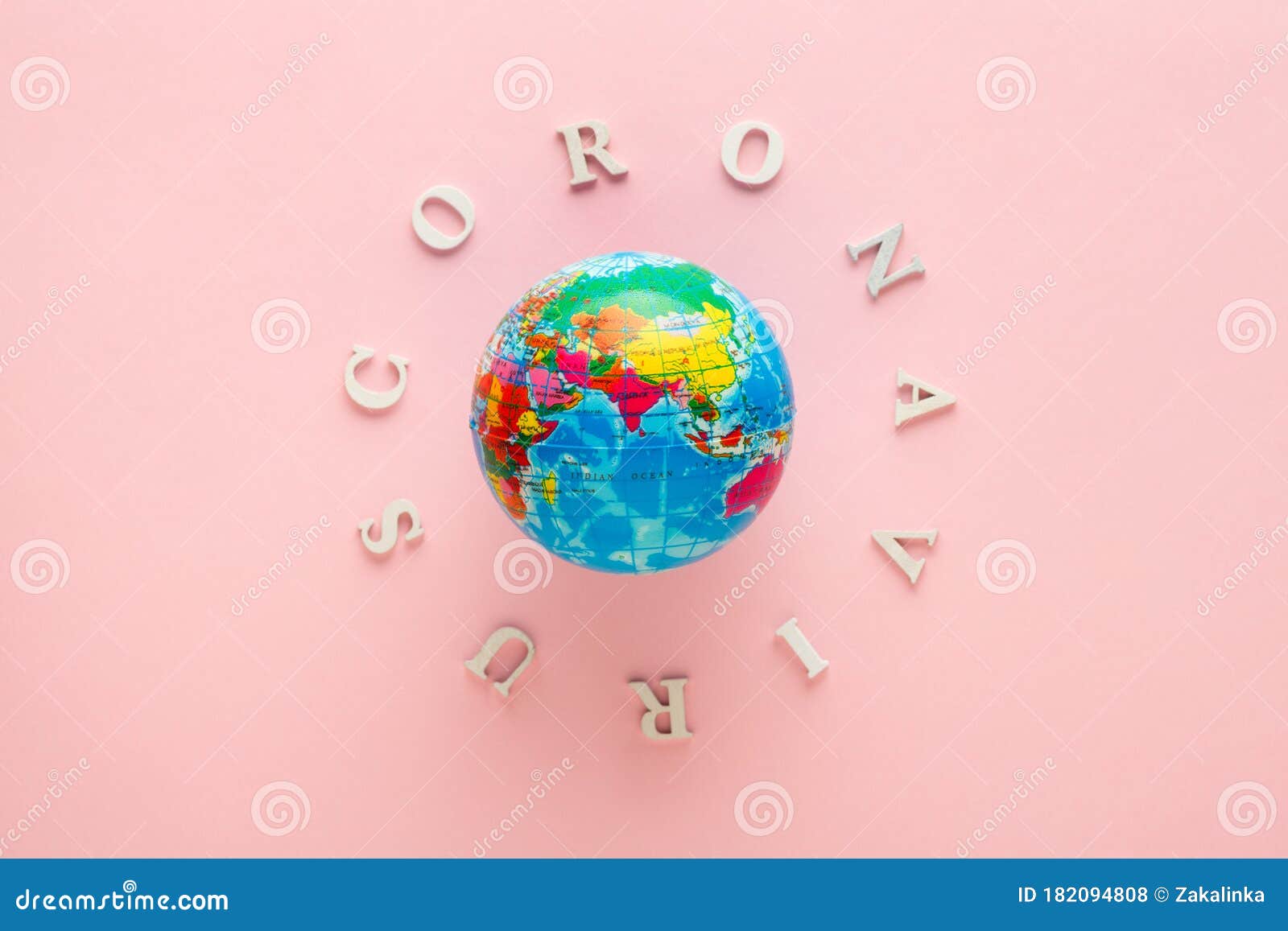 coronavirus flu ncov and earth gloe  on pink background