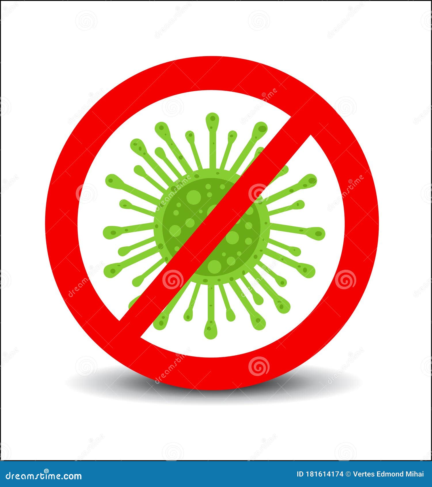 coronavirus icon with red prohibit sign