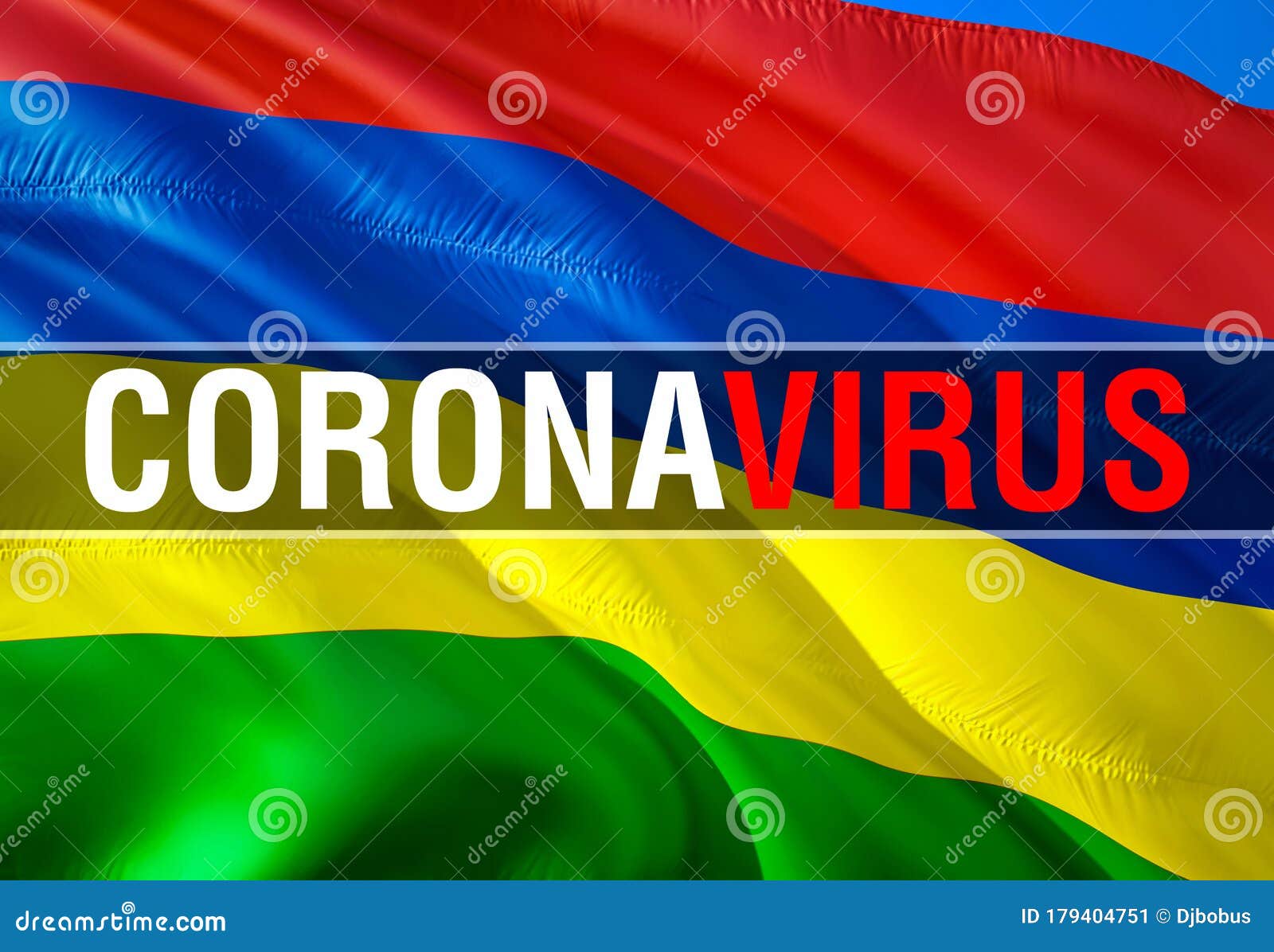 Coronavirus Monitor on Mauritius Flag Background. Coronavirus Hazard ...