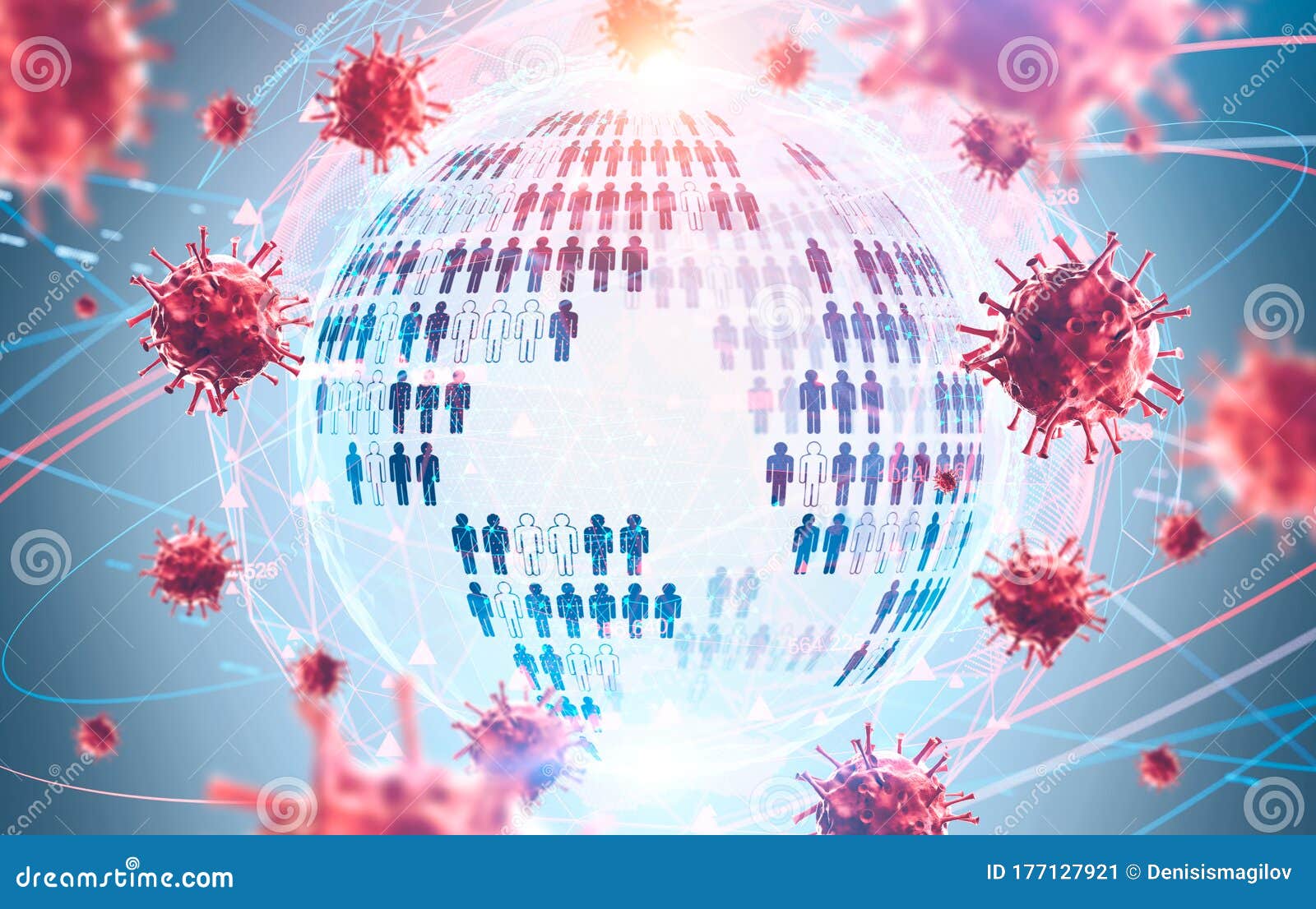 coronavirus pandemia concept, planet hologram