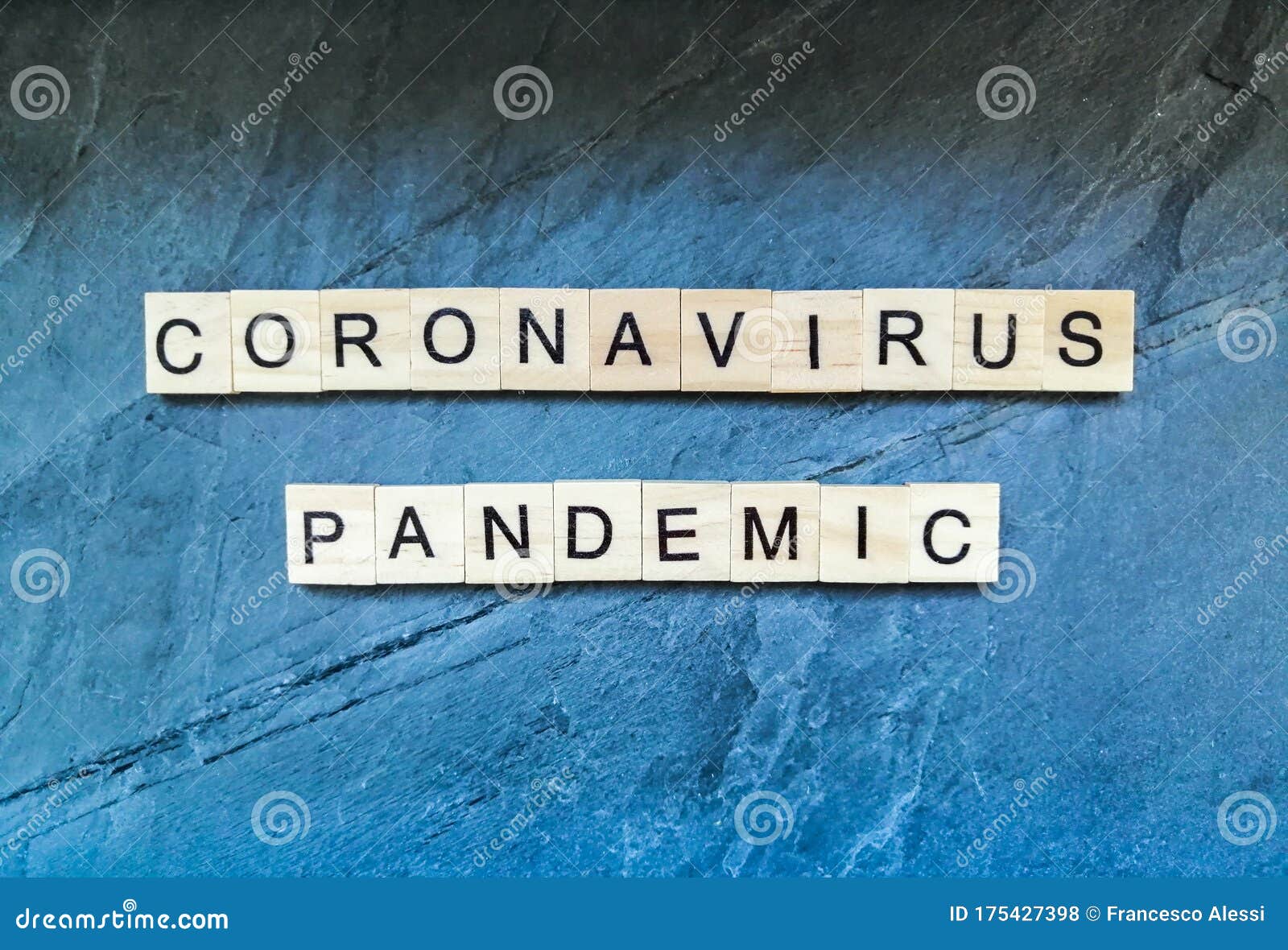 pandemic text on blue background