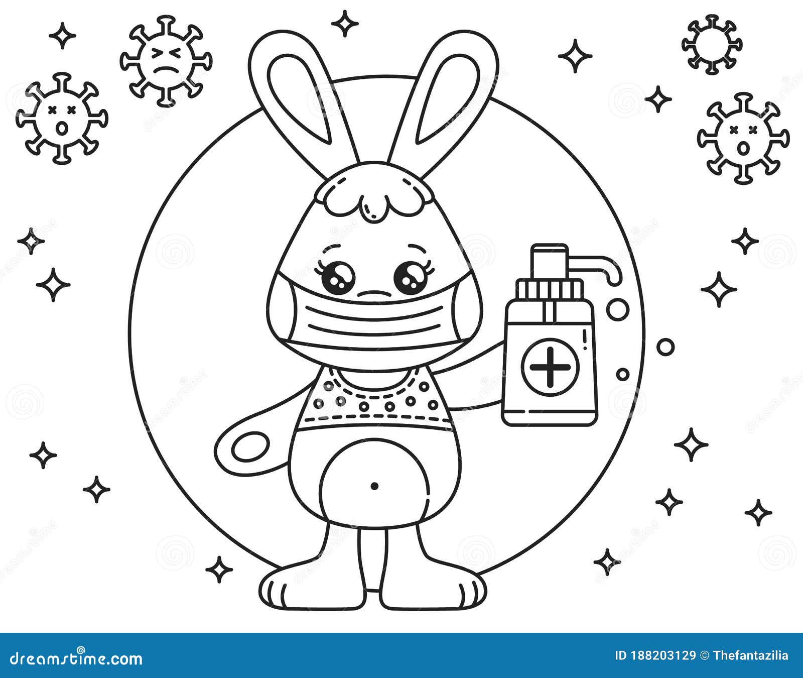 Coronavirus Prevention Kids Information Poster. Kawaii Bunny with ...