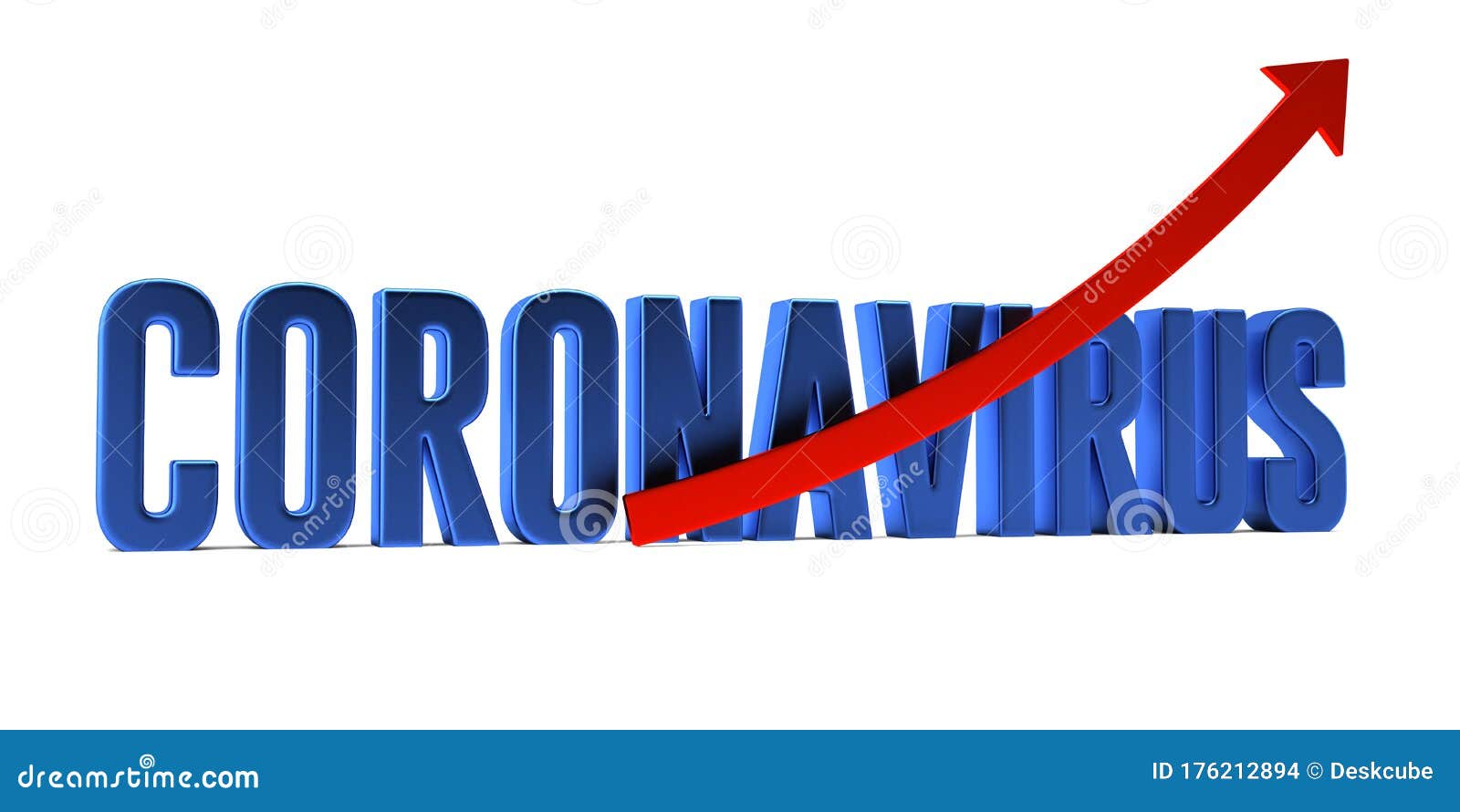 coronavirus text in three dimension with curve banner. 3d rendering 