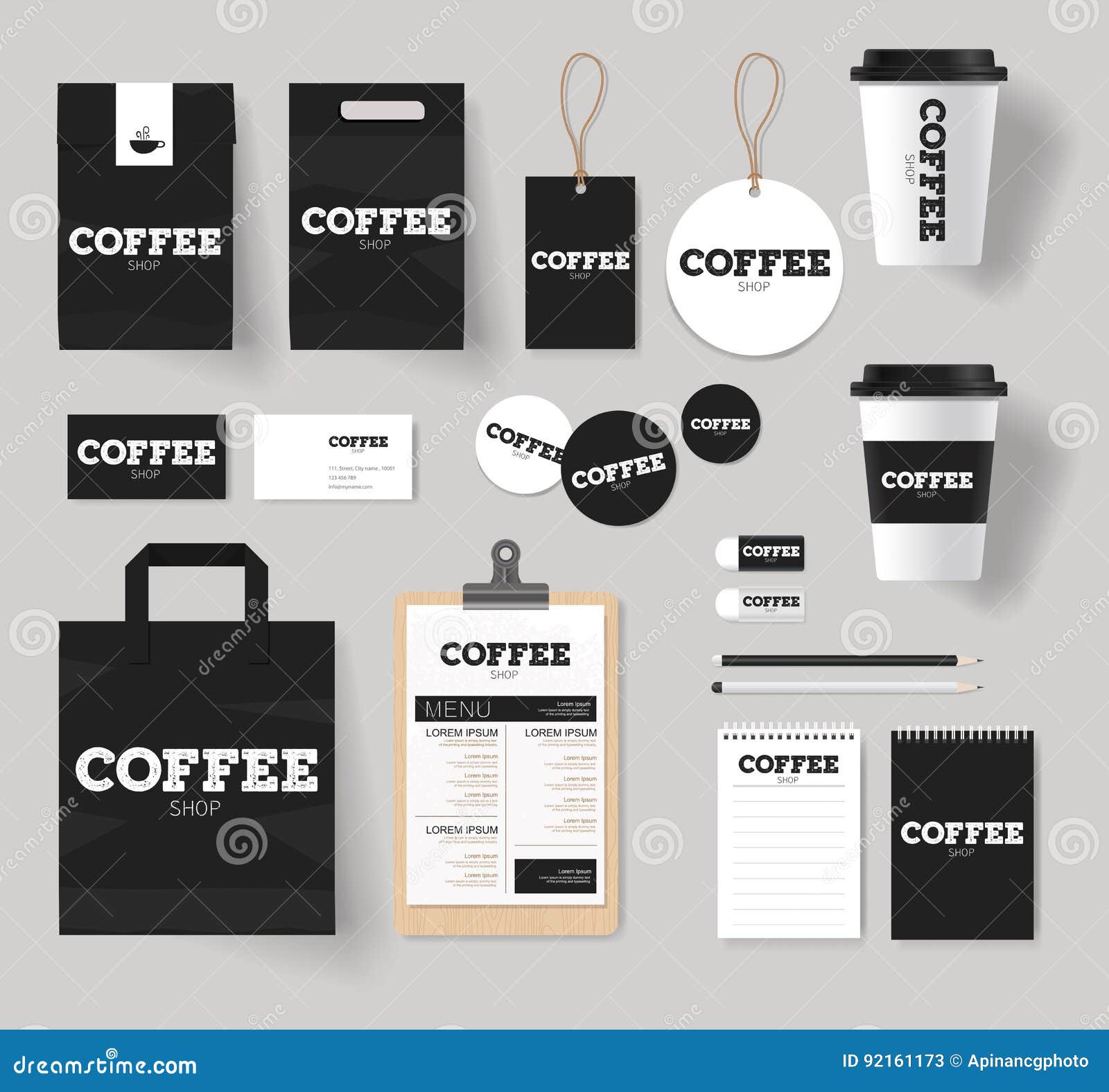 Corporate Branding Identity For Coffee Shop And Restaurant Mock Up Stock Vector Illustration Of Cafe Concept 92161173