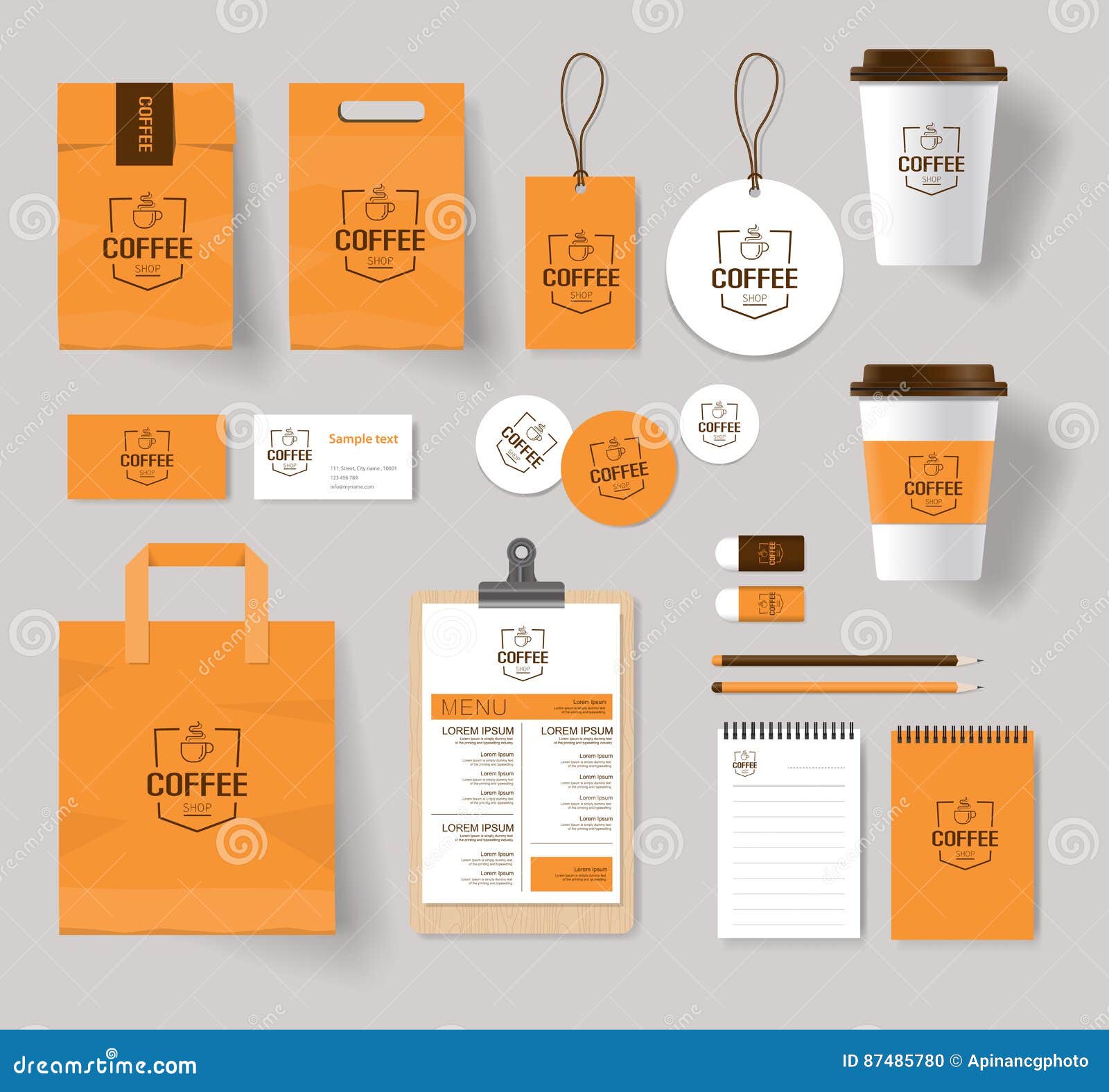 Download Corporate Branding Identity Mock Up Template For Coffee Shop Stock Vector - Illustration of ...