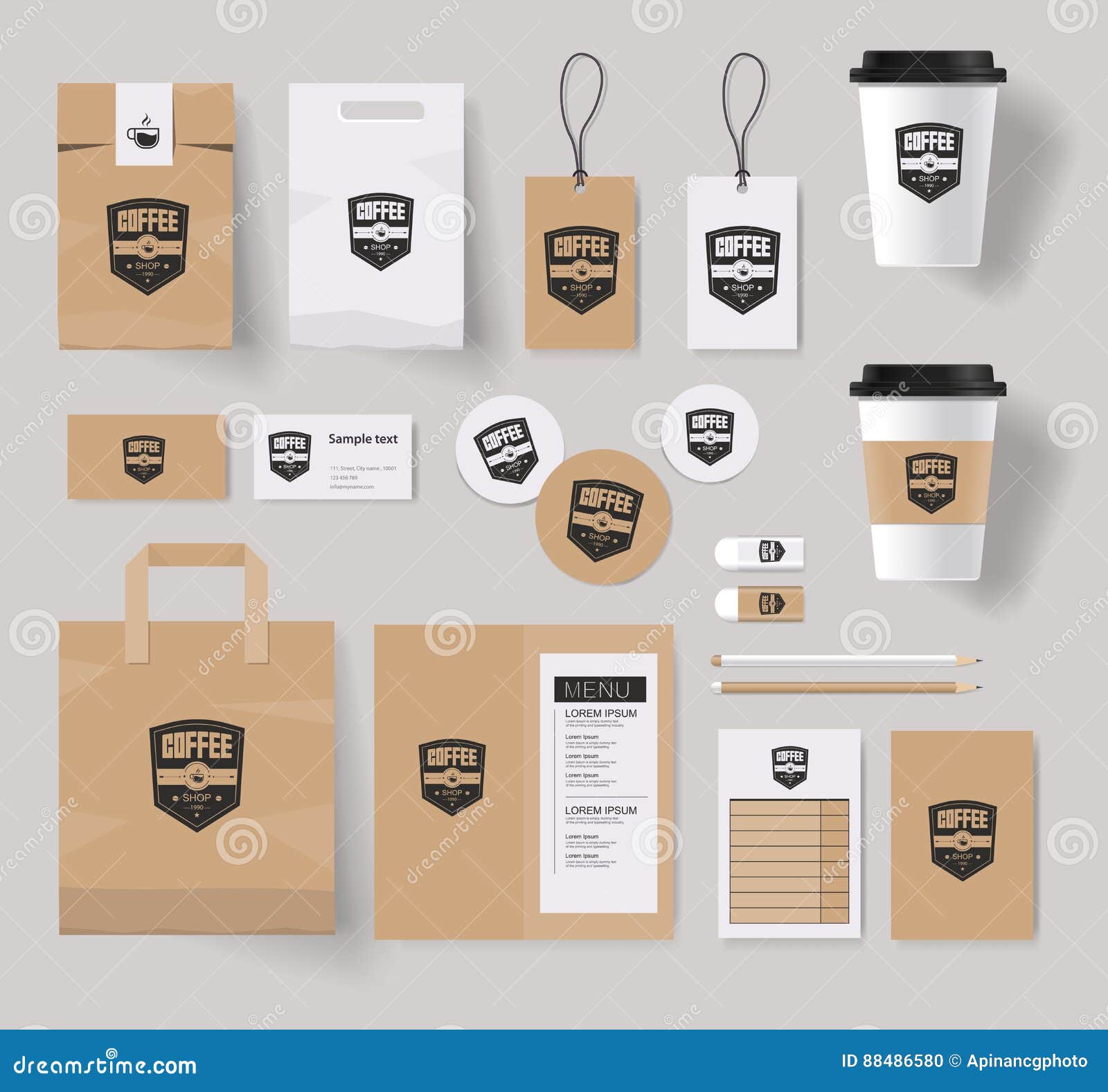 Download Corporate Branding Identity Mock Up Template For Coffee Shop Stock Vector Illustration Of Graphic Display 88486580