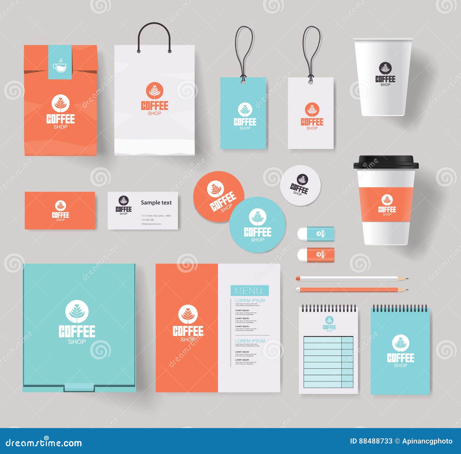 Download Corporate Branding Identity Mock Up Template For Coffee Shop Stock Vector - Illustration of logo ...