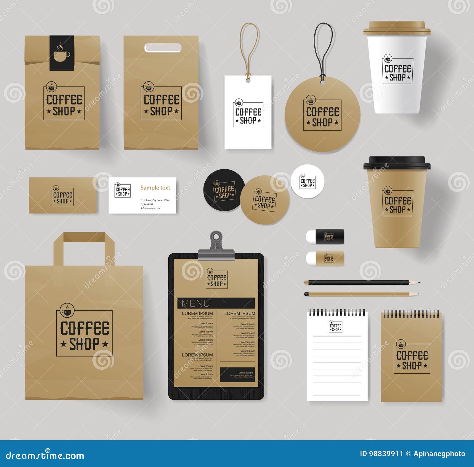 Download Corporate Branding Identity Mock Up Template For Coffee Shop And Restaurant Stock Vector Illustration Of Food Concept 98839911