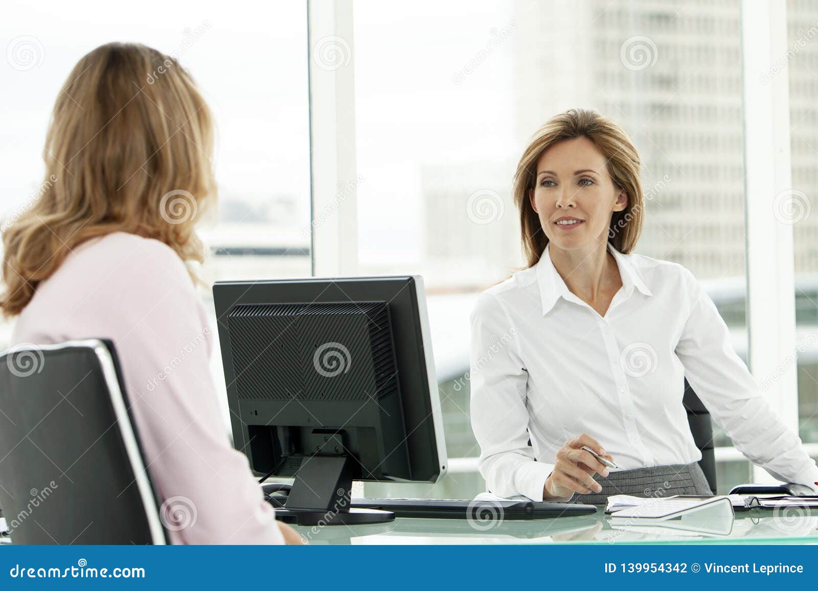 corporate business job interview with executive woman