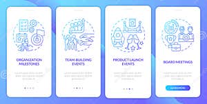 Corporate Events Examples Blue Gradient Onboarding Mobile App Screen 