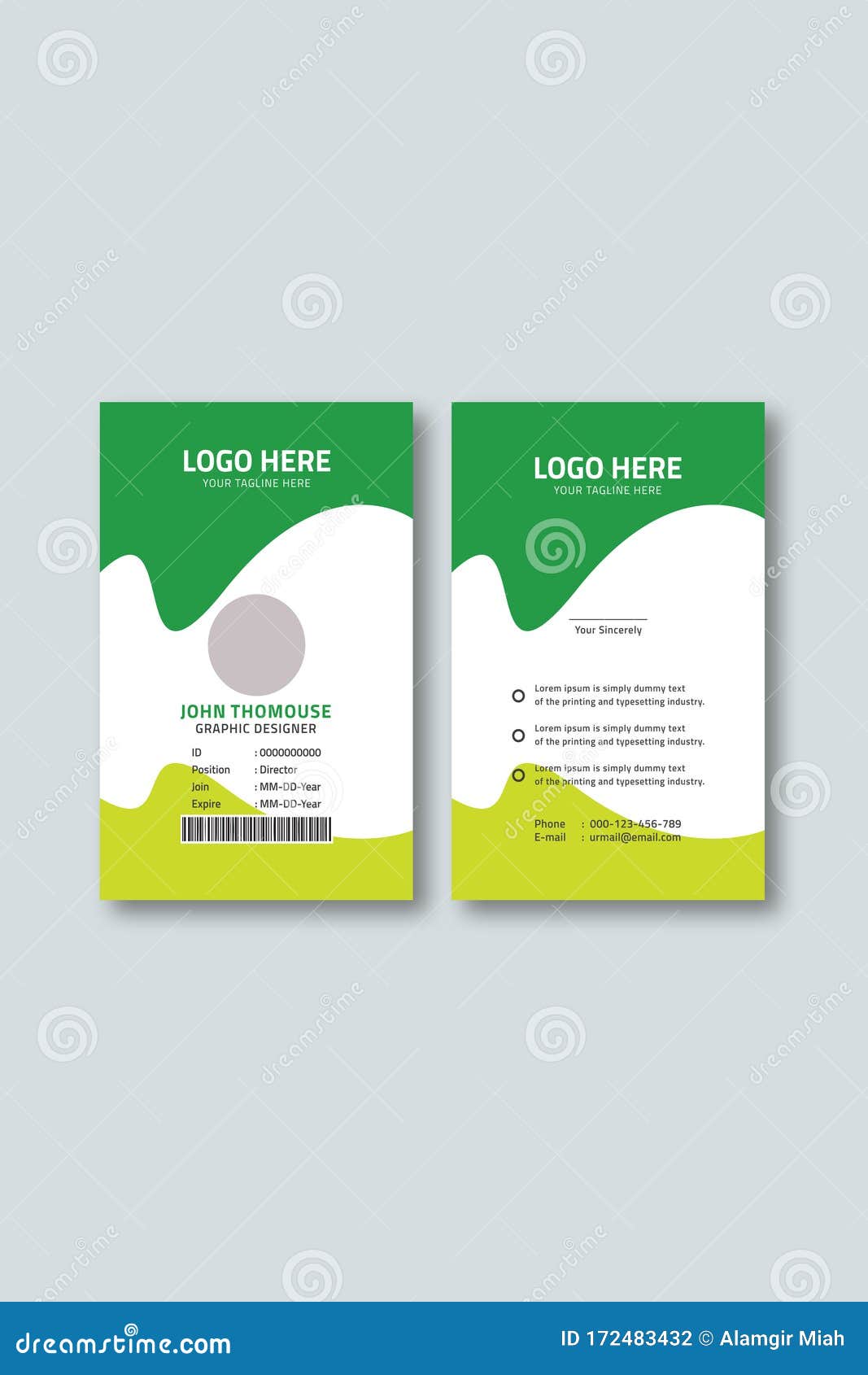 Corporate Id Card Template Design Stock Vector - Illustration of Inside Pvc Card Template